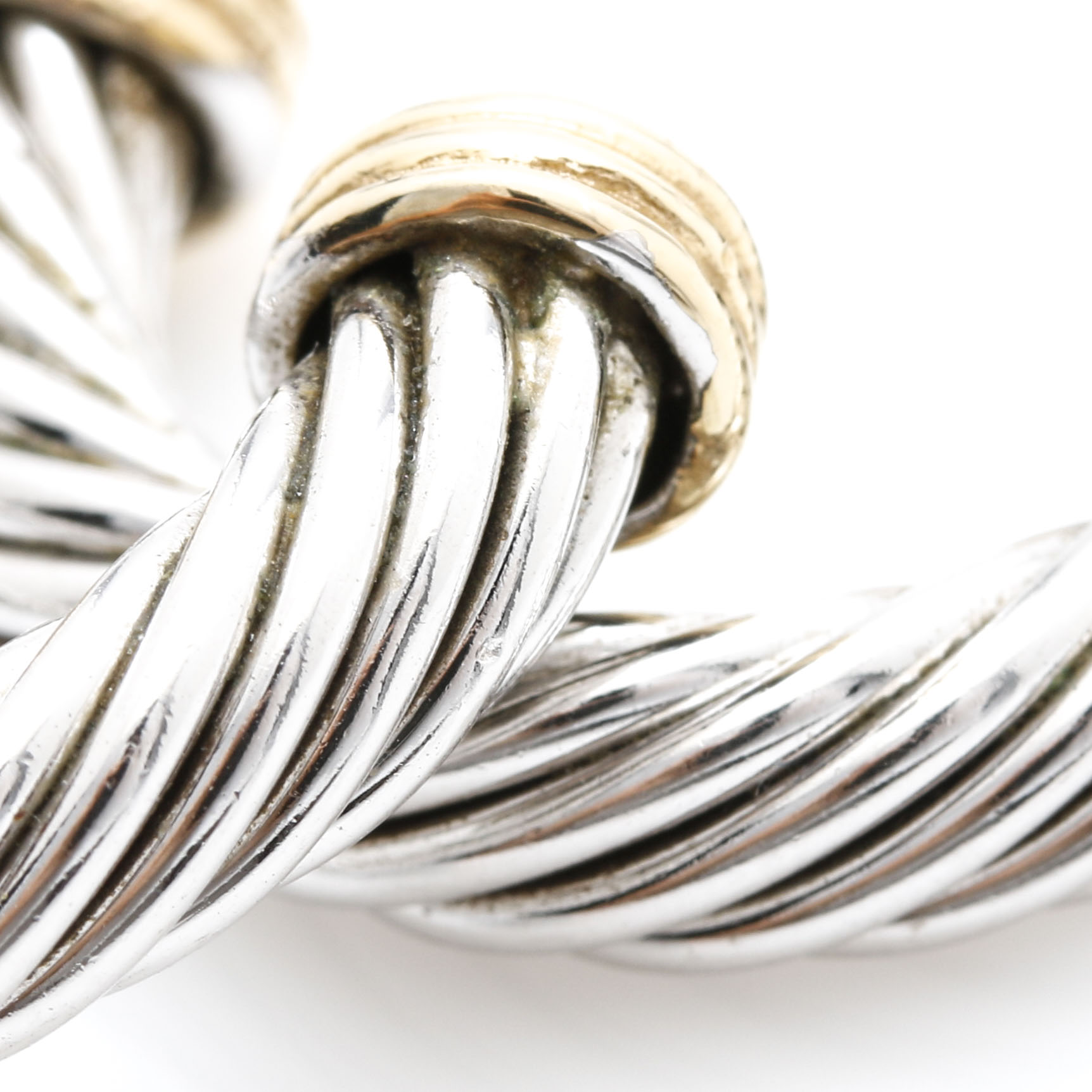 Sterling Silver and 14K Yellow Gold Hoop Earrings