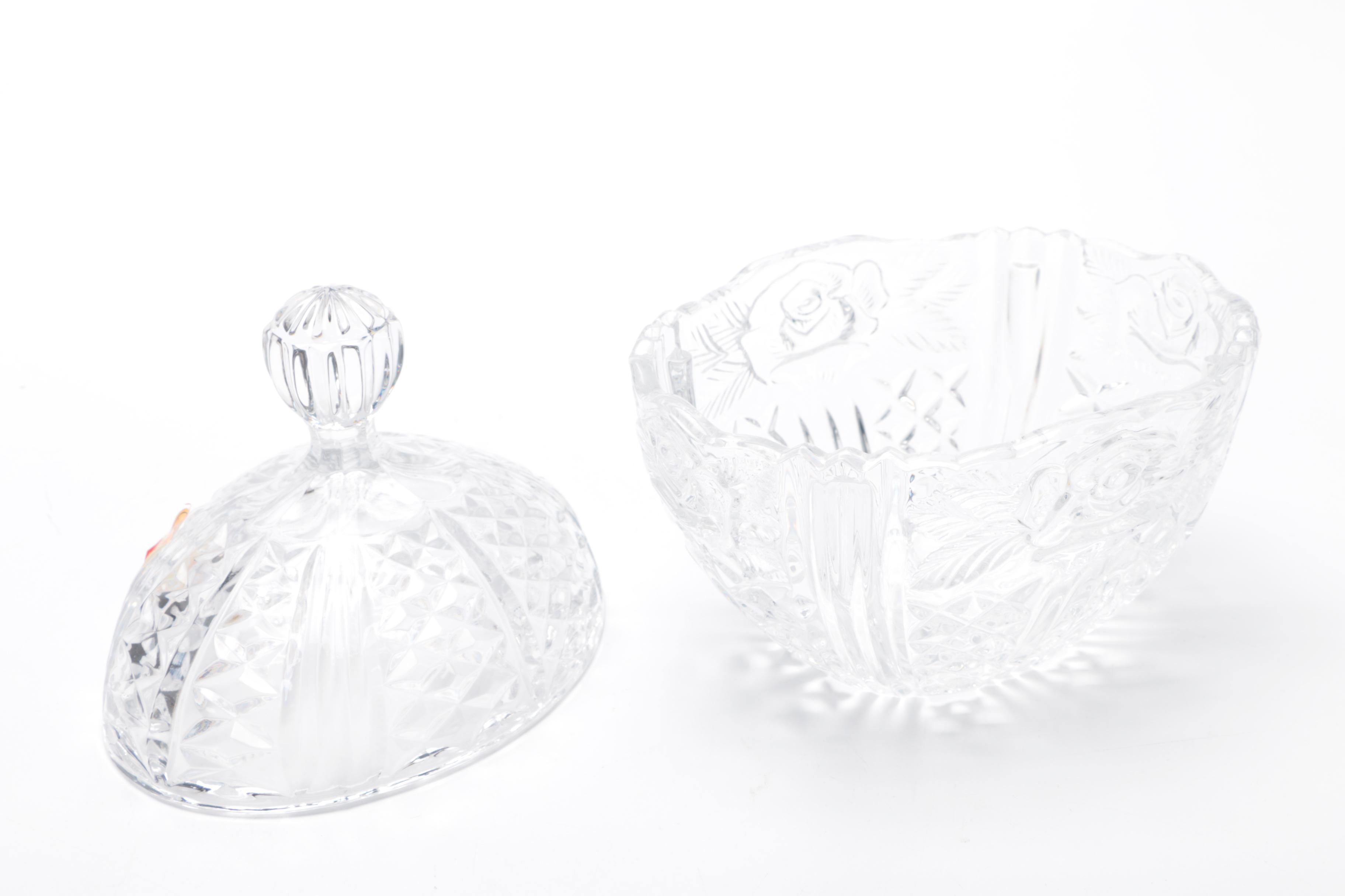 Generous Assortment of Crystal Pieces and Tableware