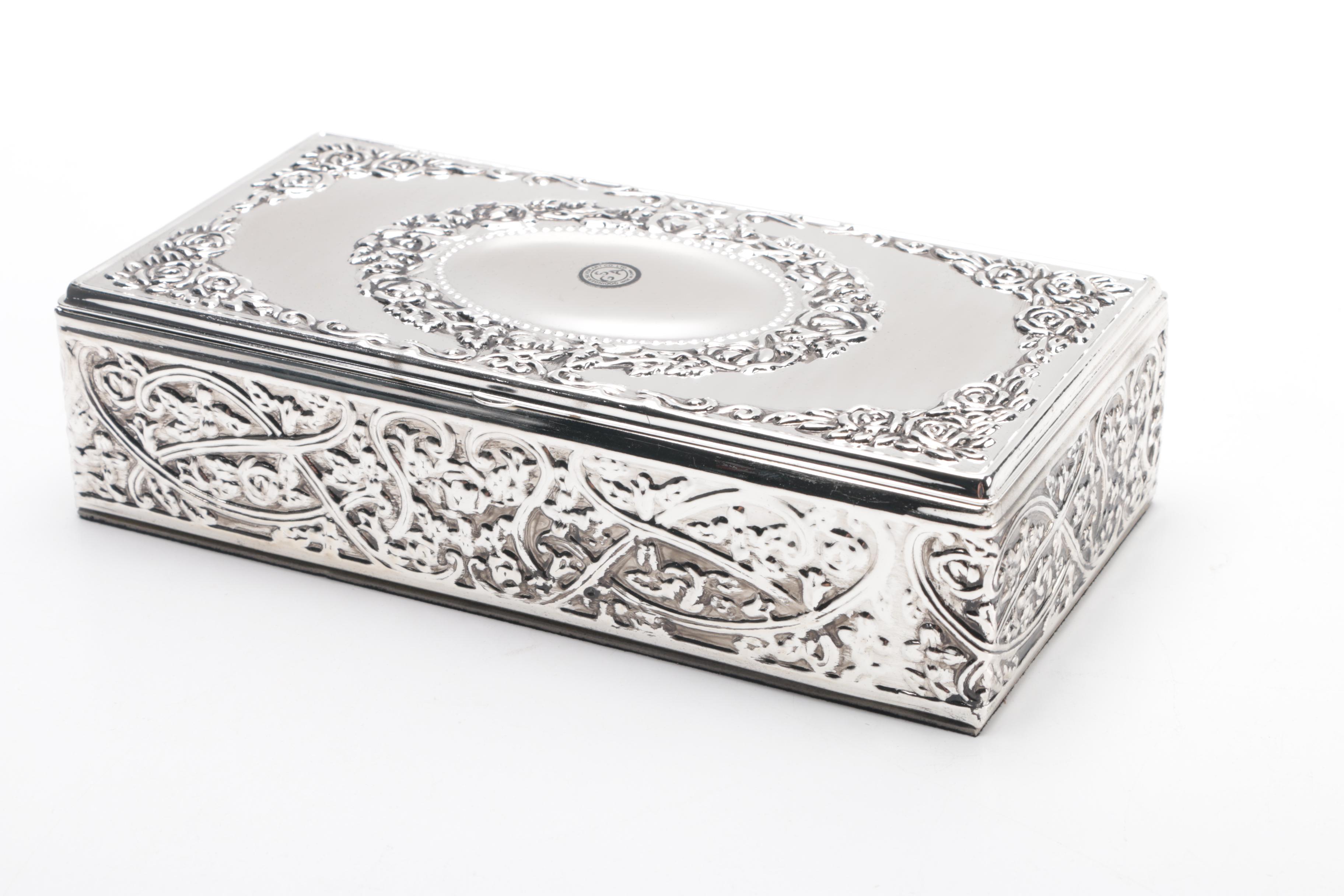 Silver Plated Victorian Style Jewelry Box