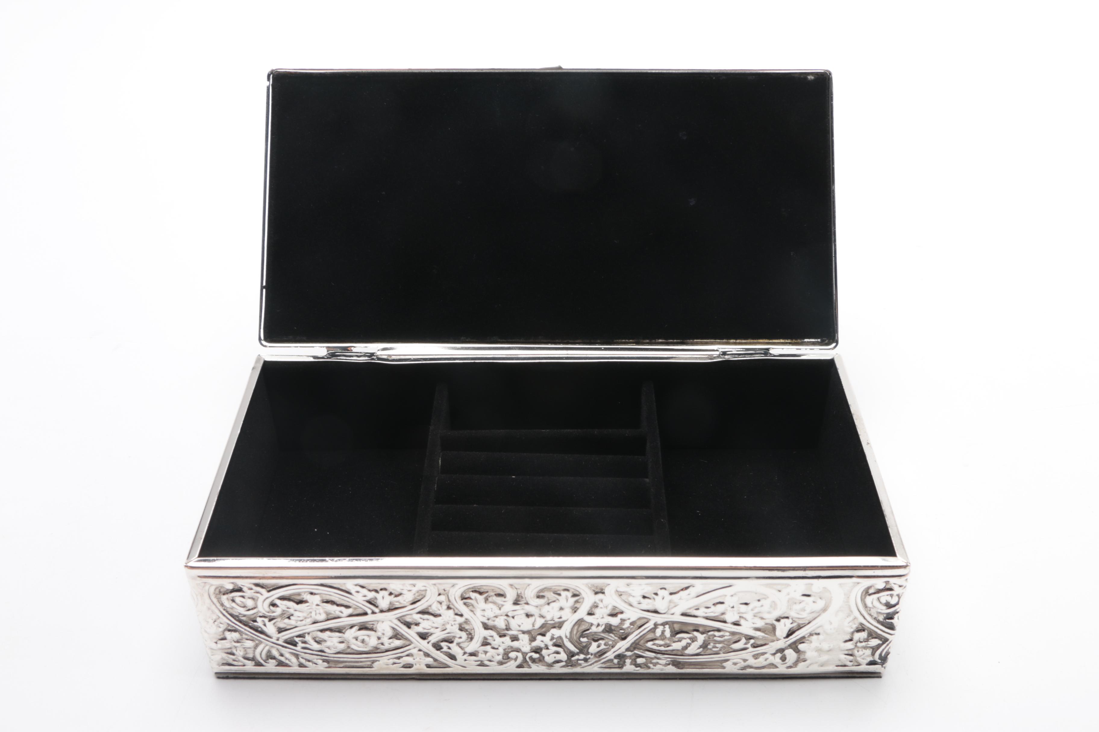 Silver Plated Victorian Style Jewelry Box
