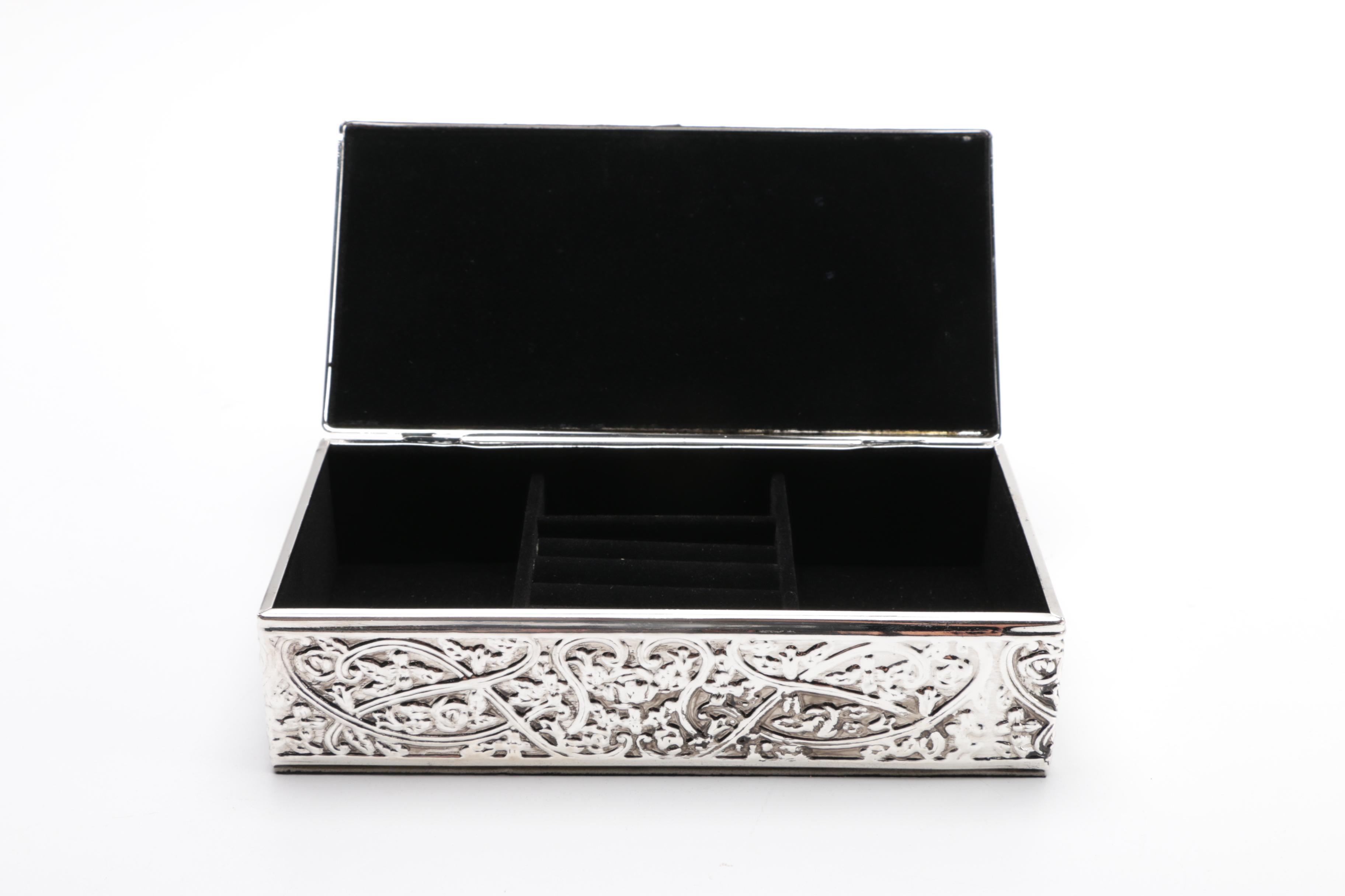 Silver Plated Victorian Style Jewelry Box