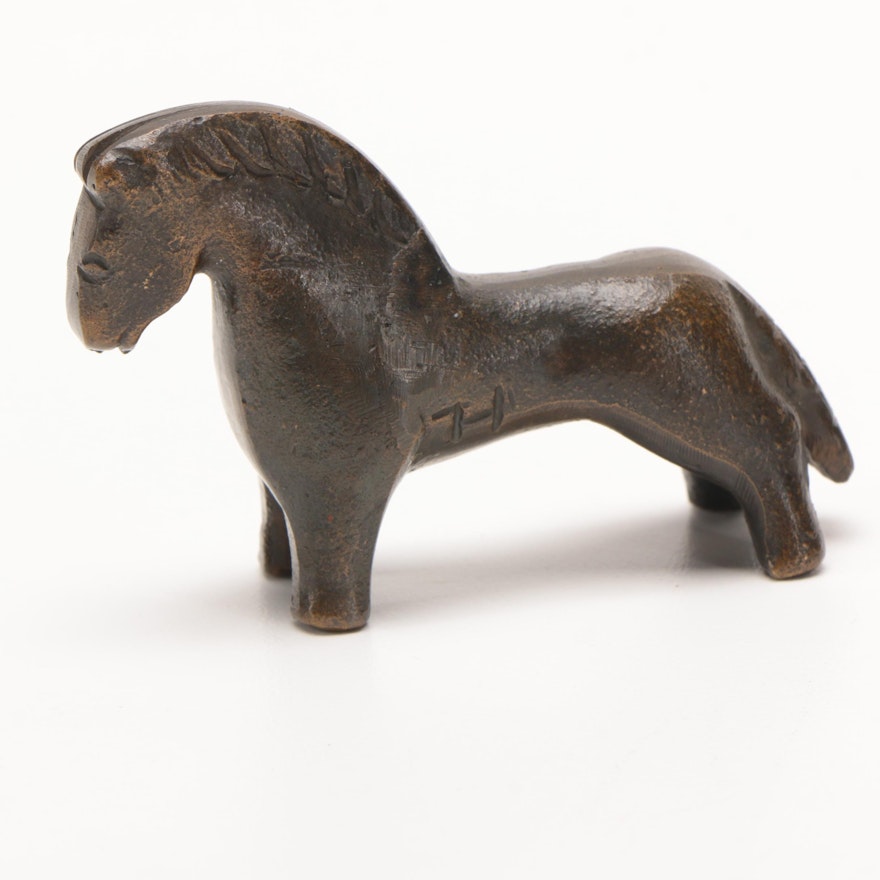 Archaic Style Miniature Bronze Figure of a Horse