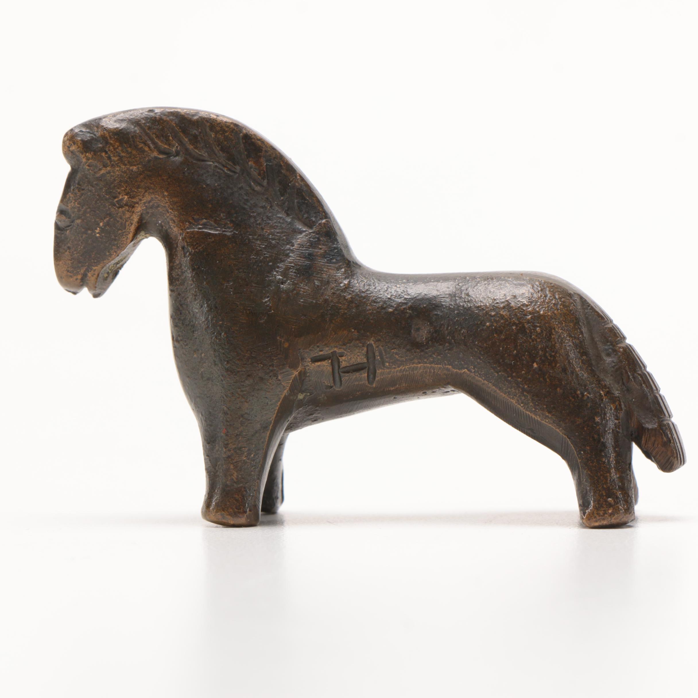 Archaic Style Miniature Bronze Figure of a Horse