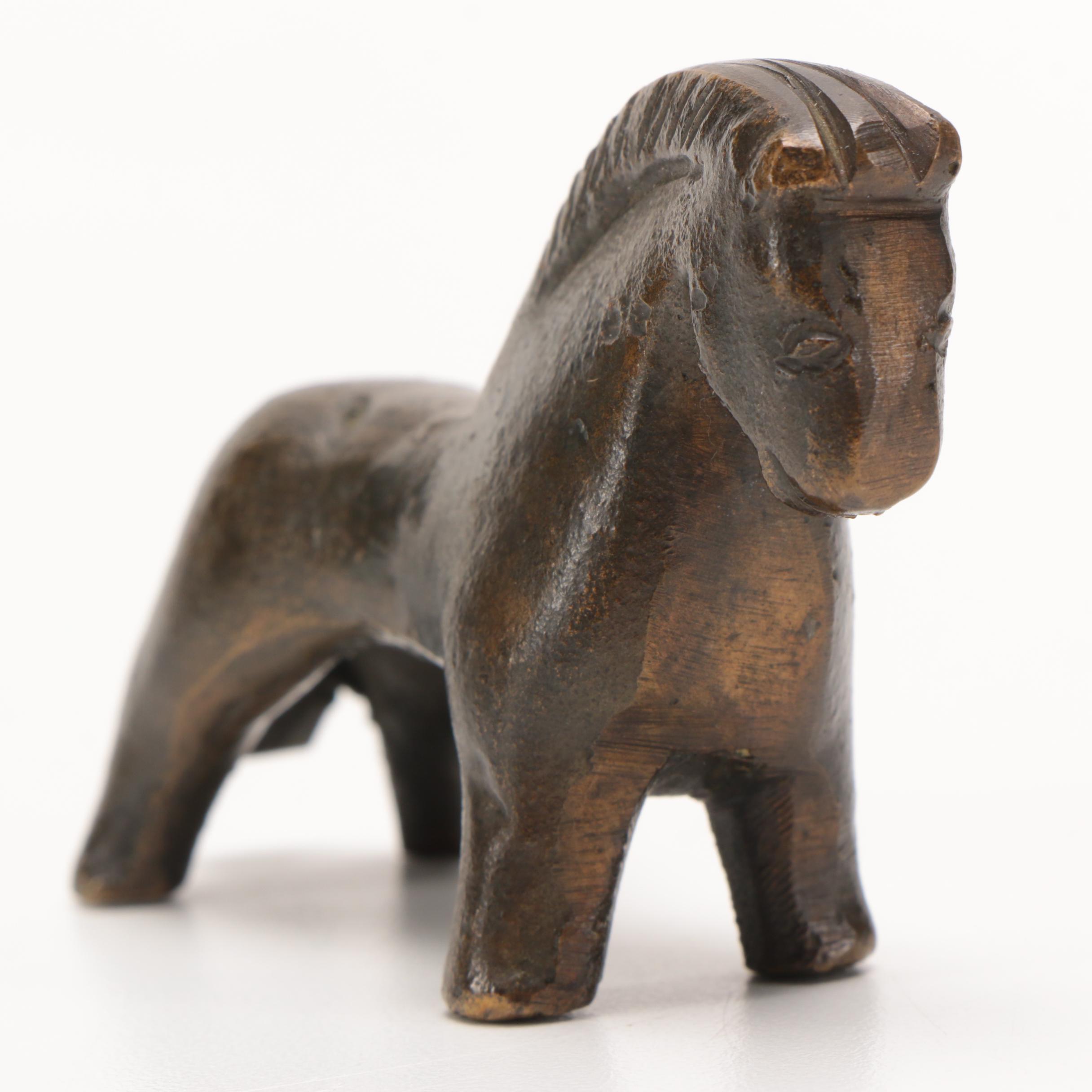Archaic Style Miniature Bronze Figure of a Horse