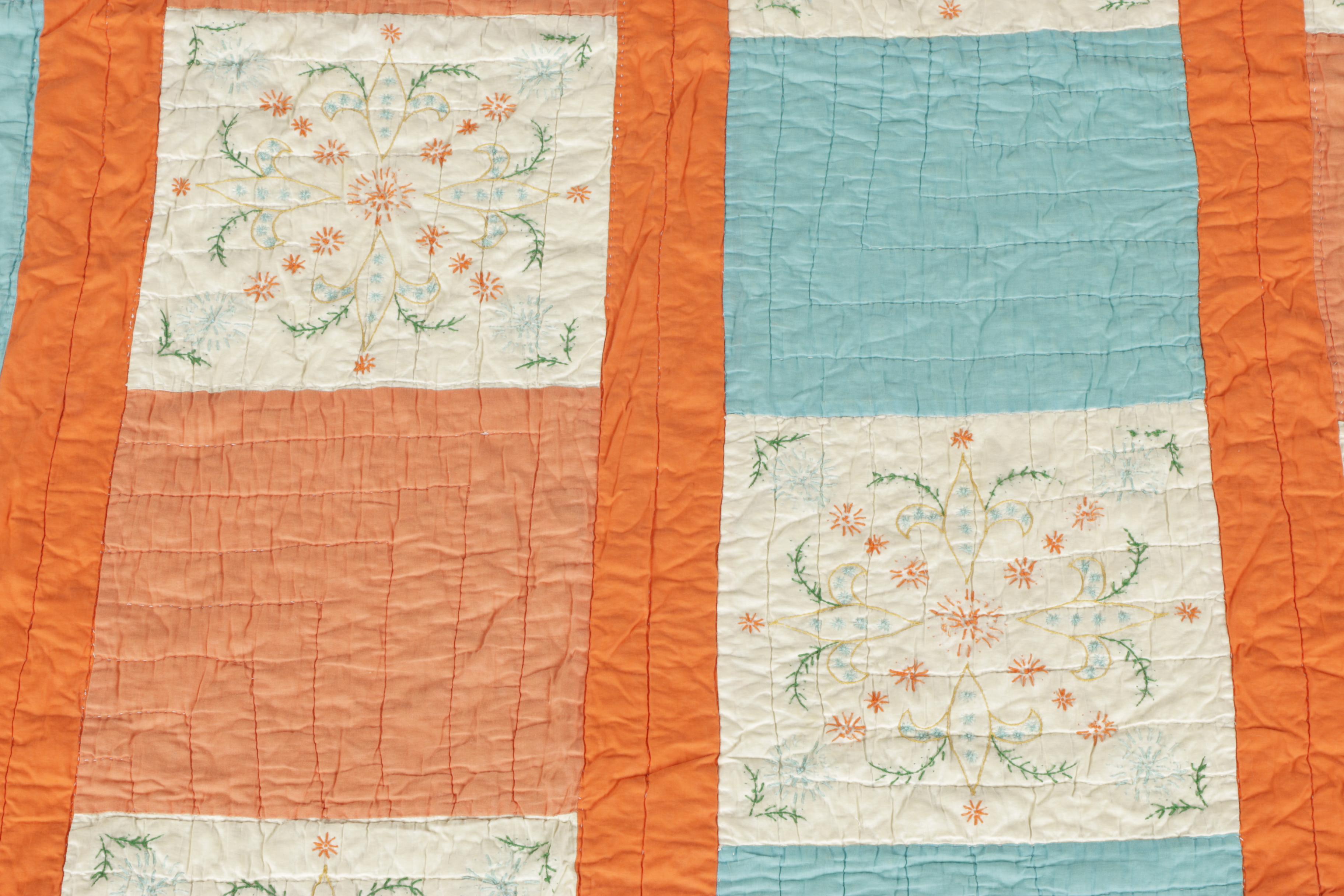 Hand Stitched Quilts Including "Feather Wreath"