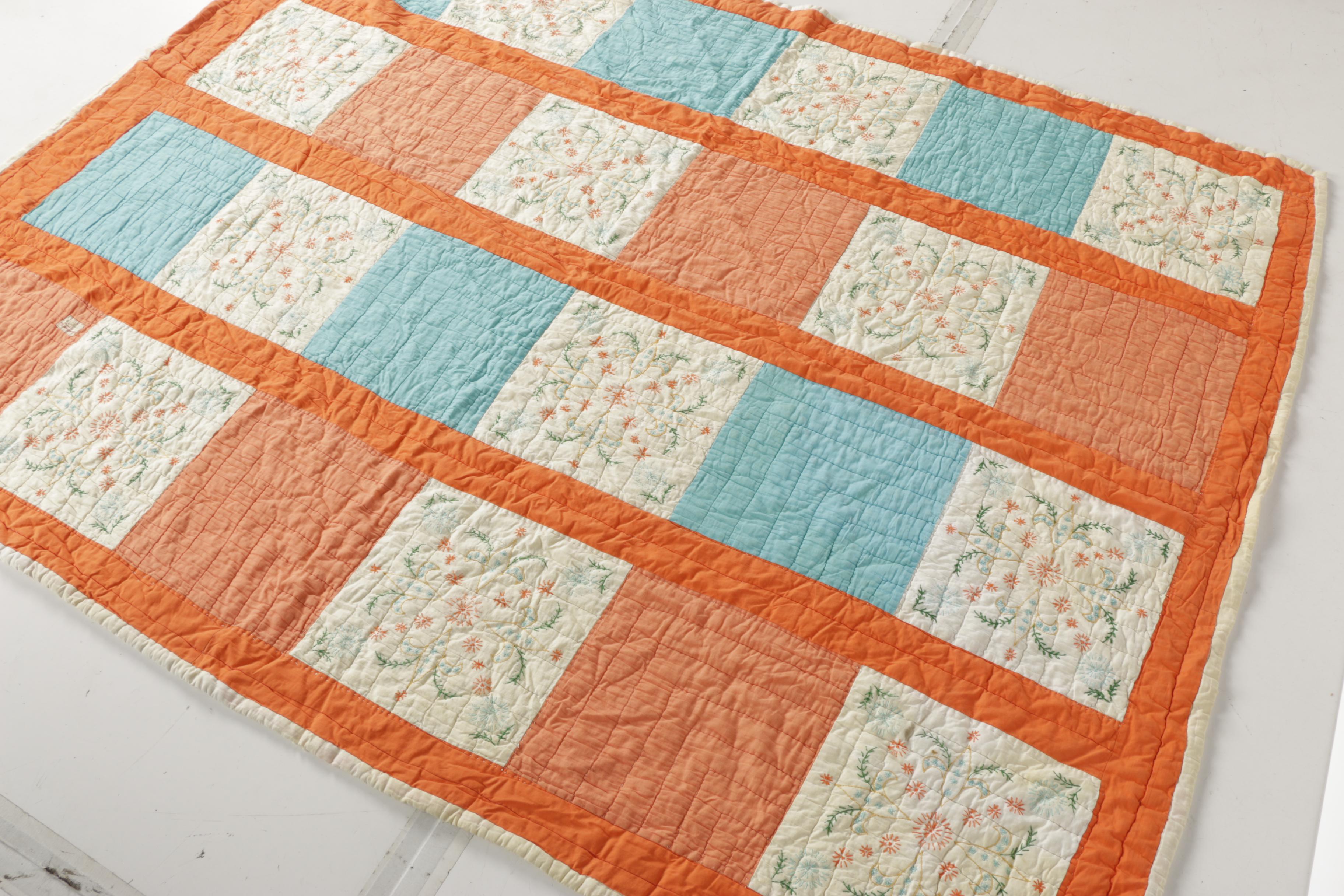 Hand Stitched Quilts Including "Feather Wreath"