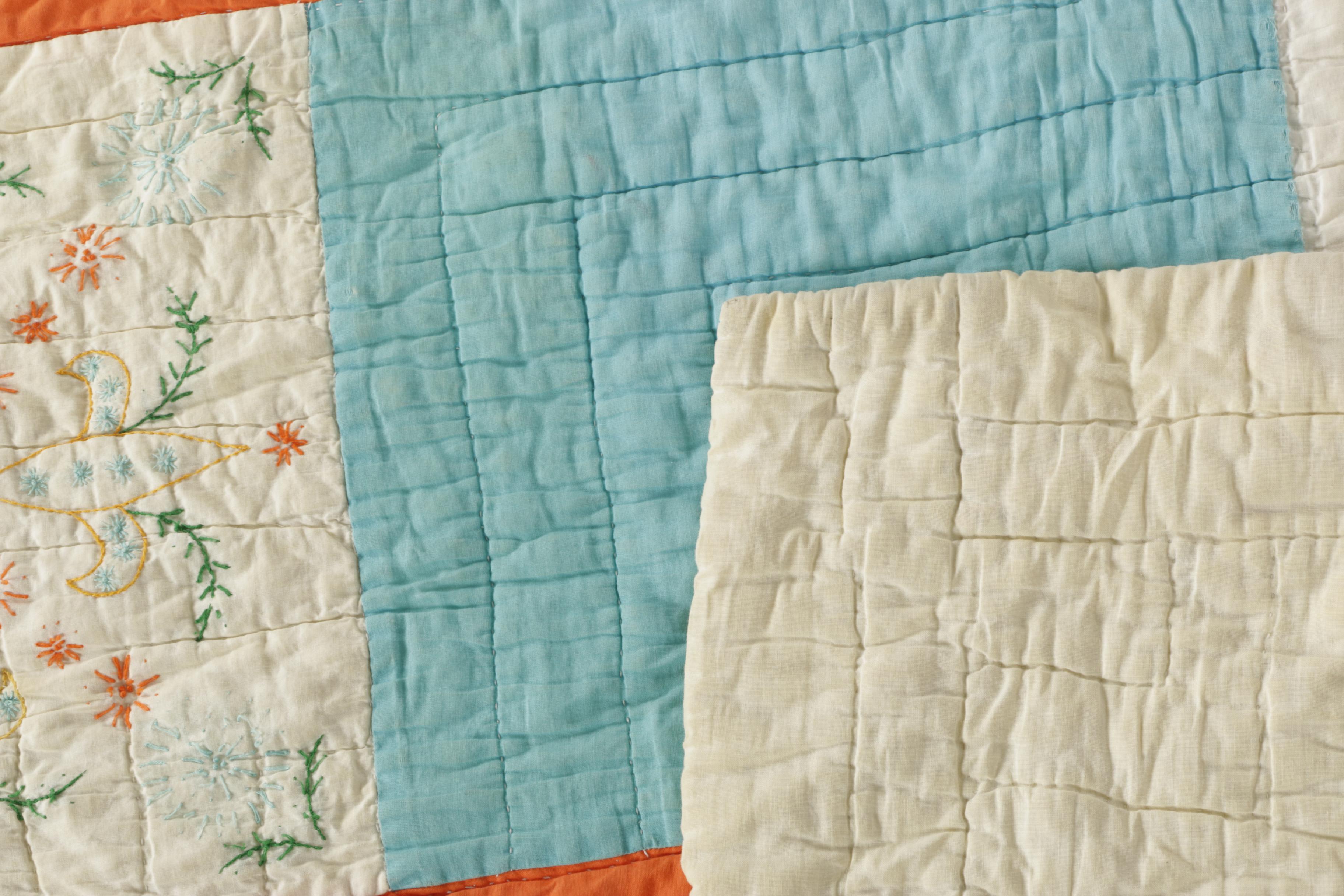 Hand Stitched Quilts Including "Feather Wreath"