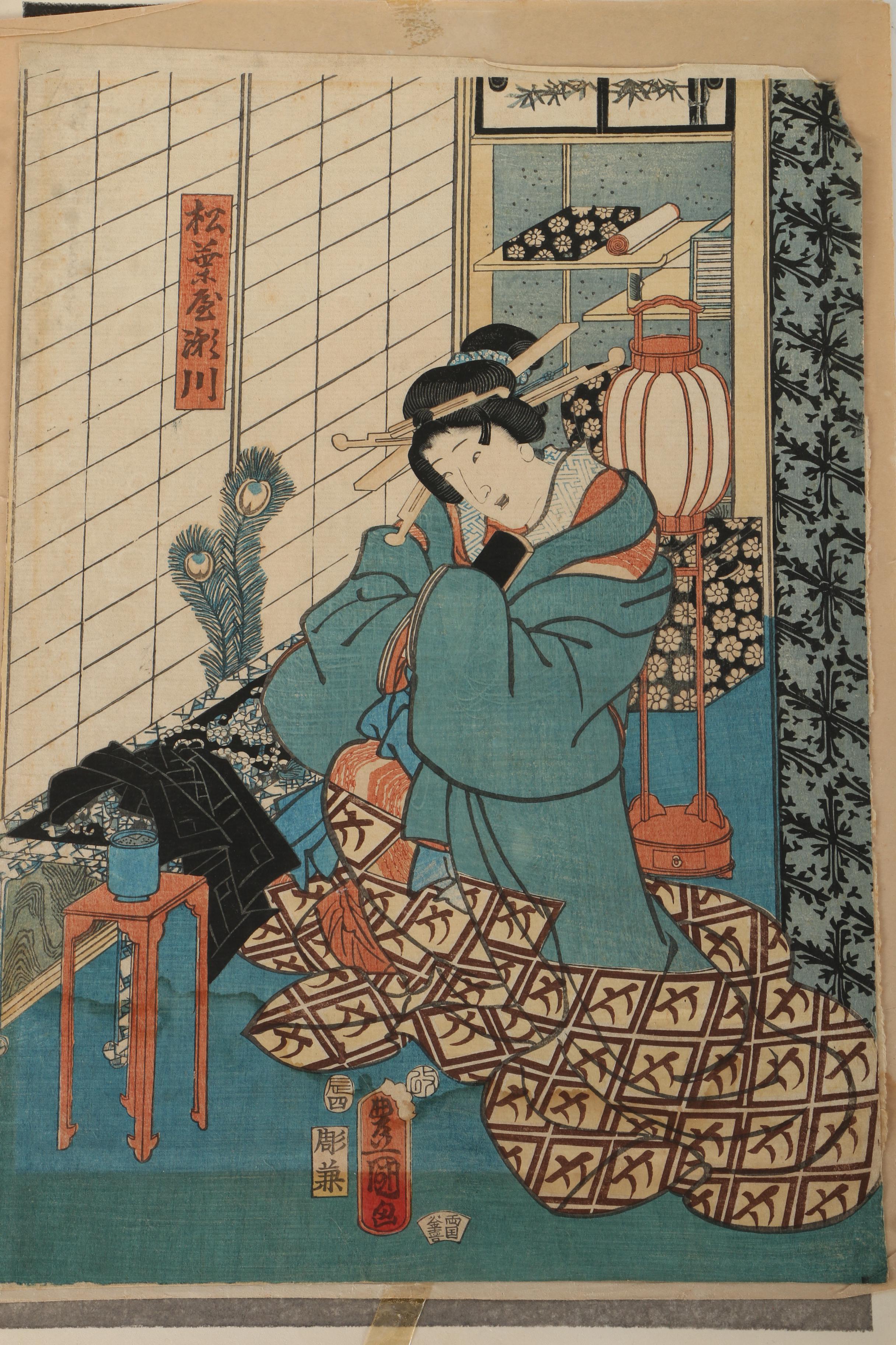 Japanese Ukiyo-e Woodblock Prints Including Taniguchi Kôkyô, Utagawa Kunisada and Suzuki Harunobu