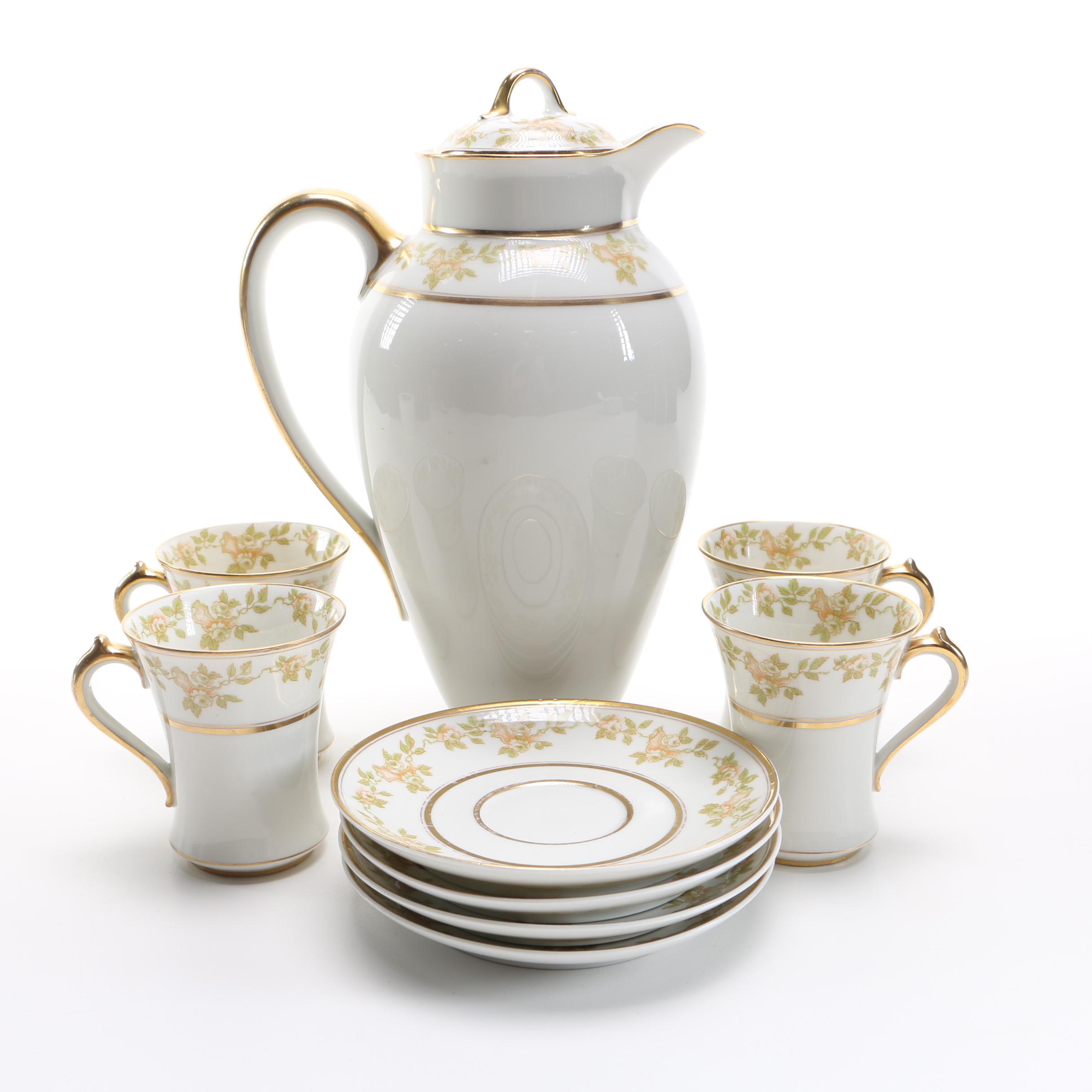 Antique C.H. Field Haviland Limoges Porcelain Hot Chocolate Set