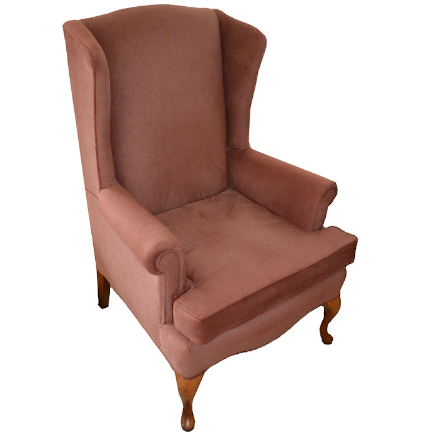 Pink Velveteen Wingback Armchair