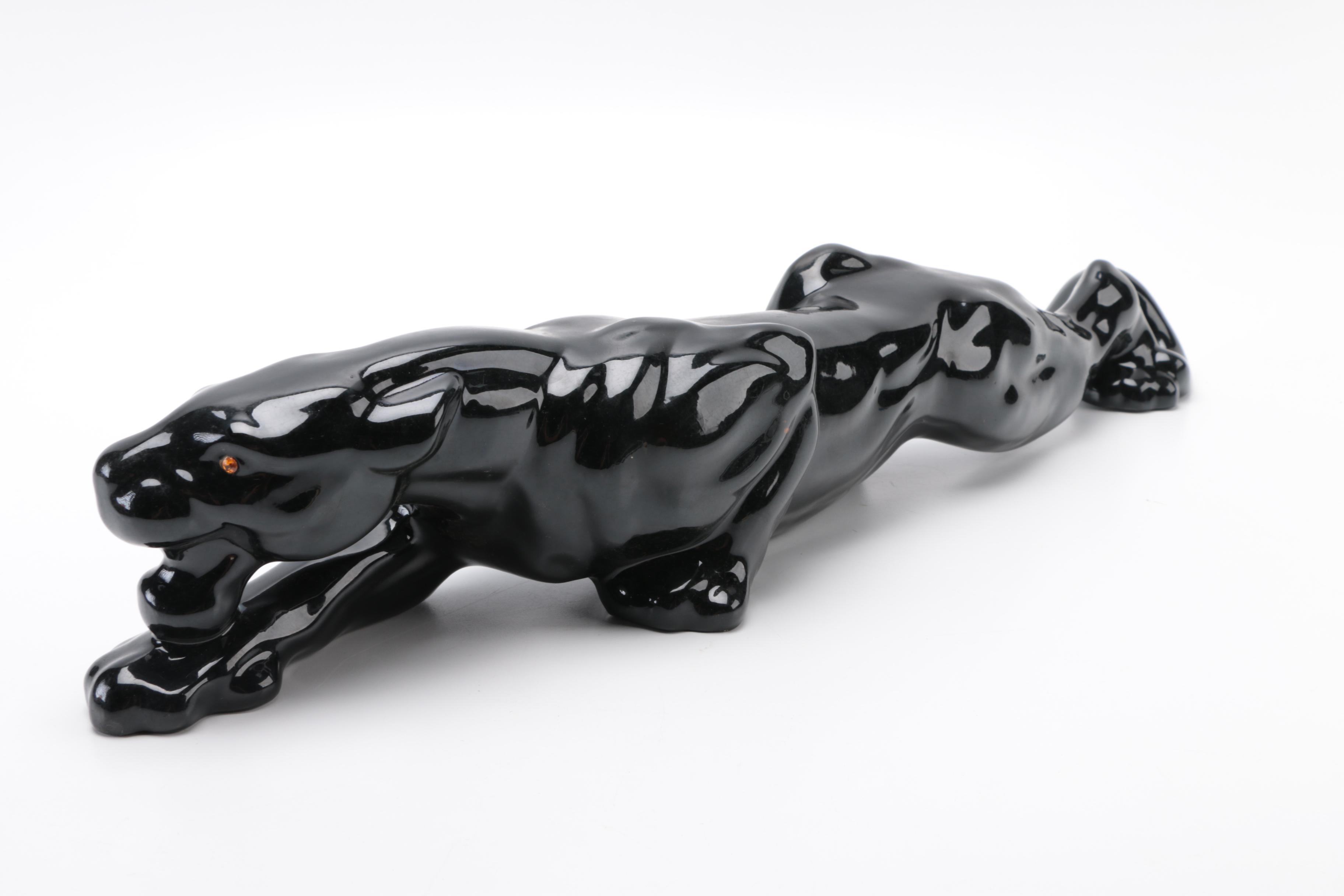 Collection of Ceramic Black Panther Figurines