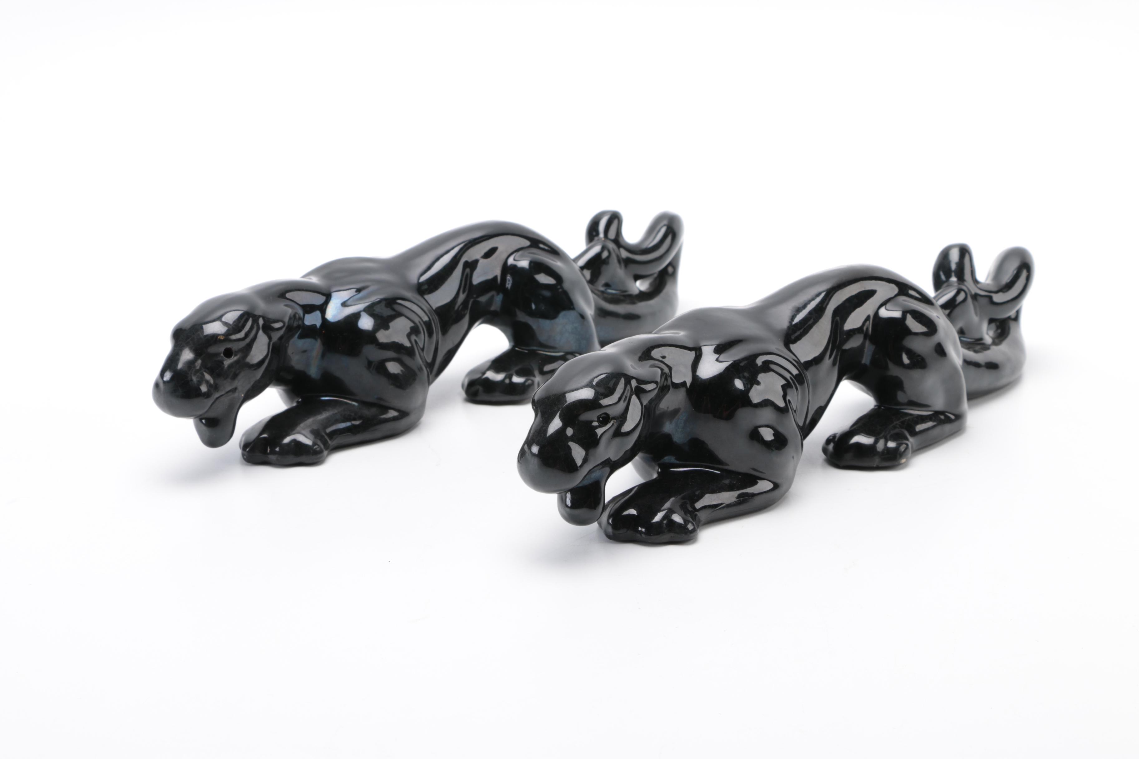 Collection of Ceramic Black Panther Figurines
