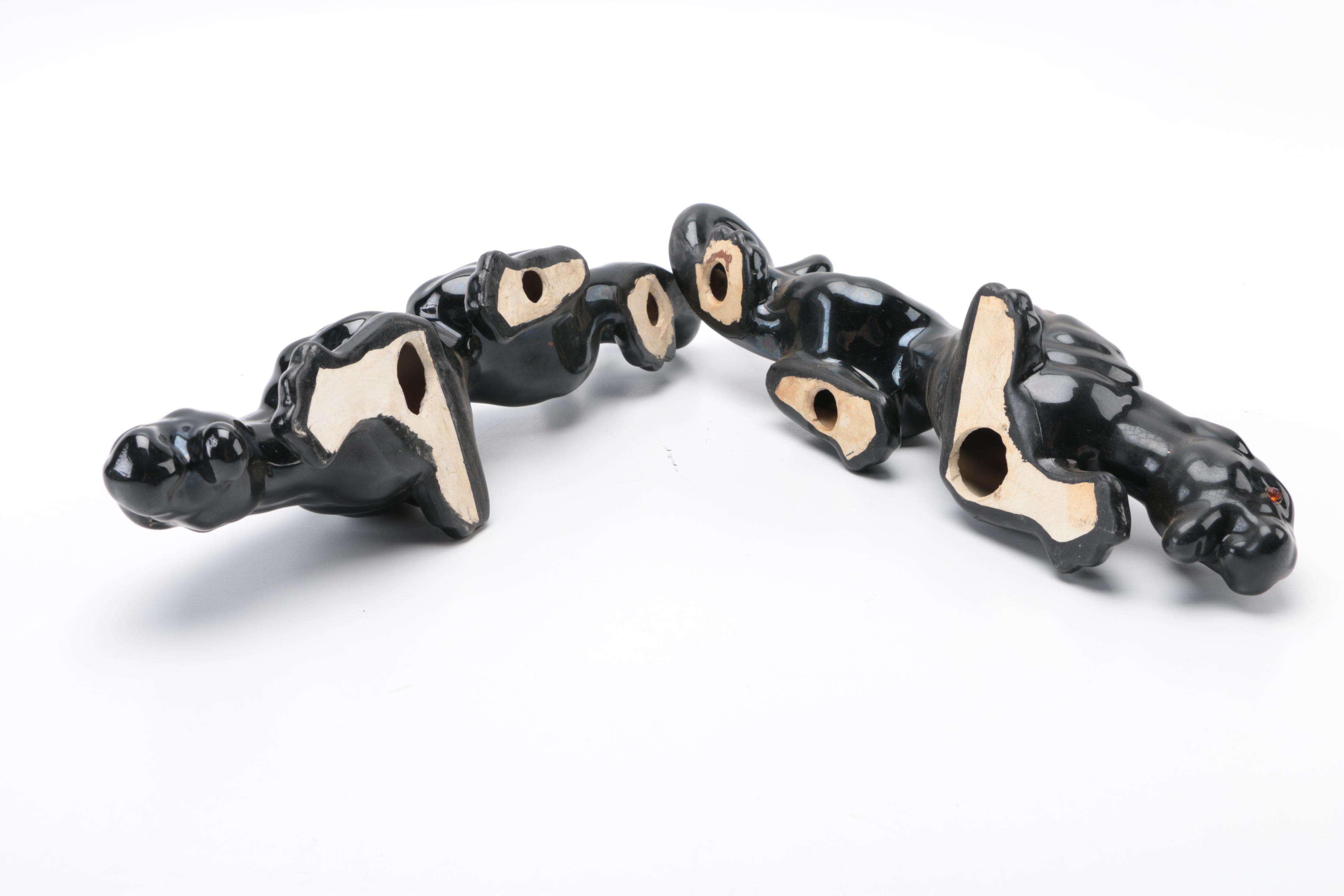 Collection of Ceramic Black Panther Figurines