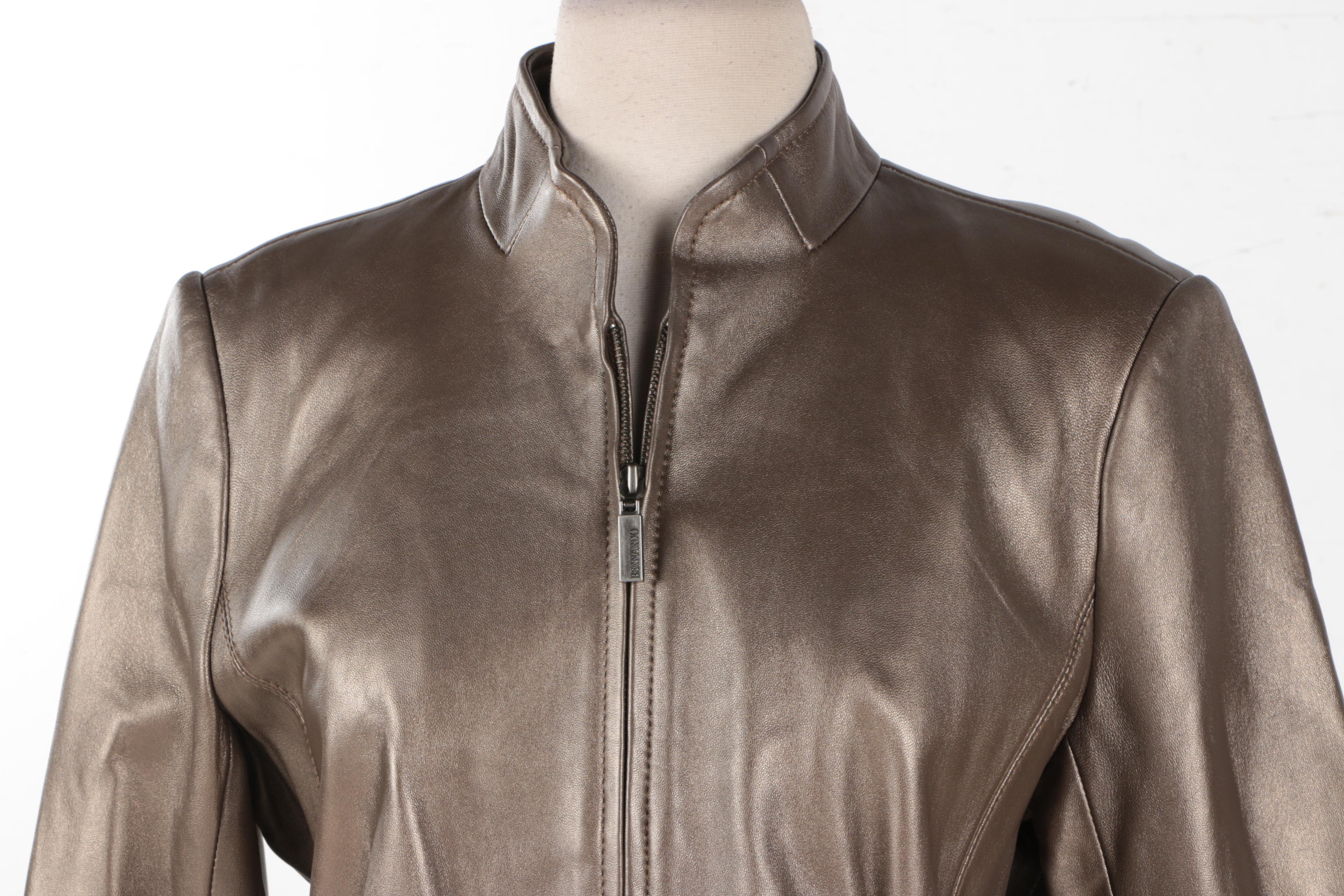 Bernardo Women's Metallic Gold Leather Jacket