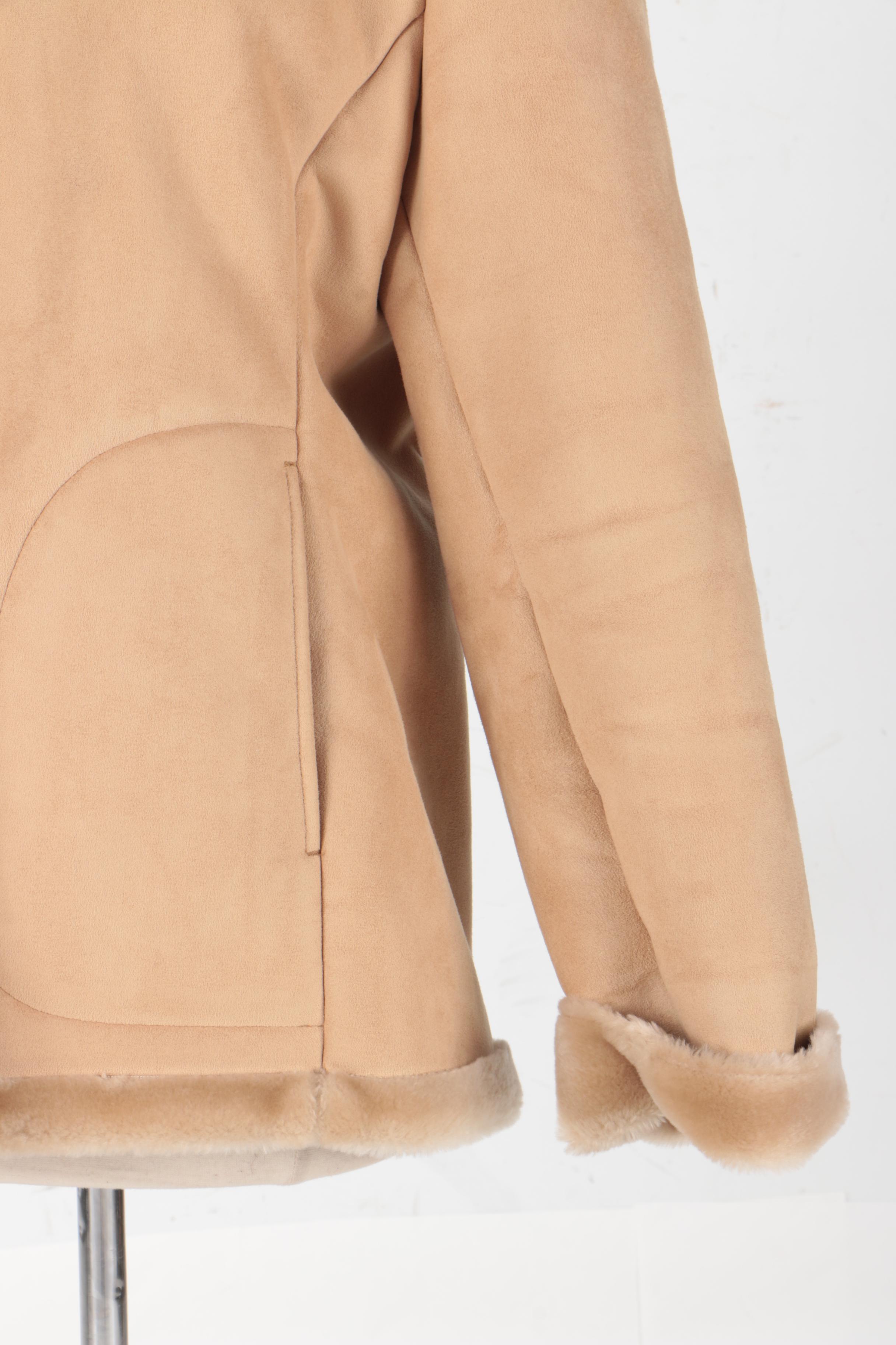 1 Madison Faux Shearling Coat With Fox Fur Trim