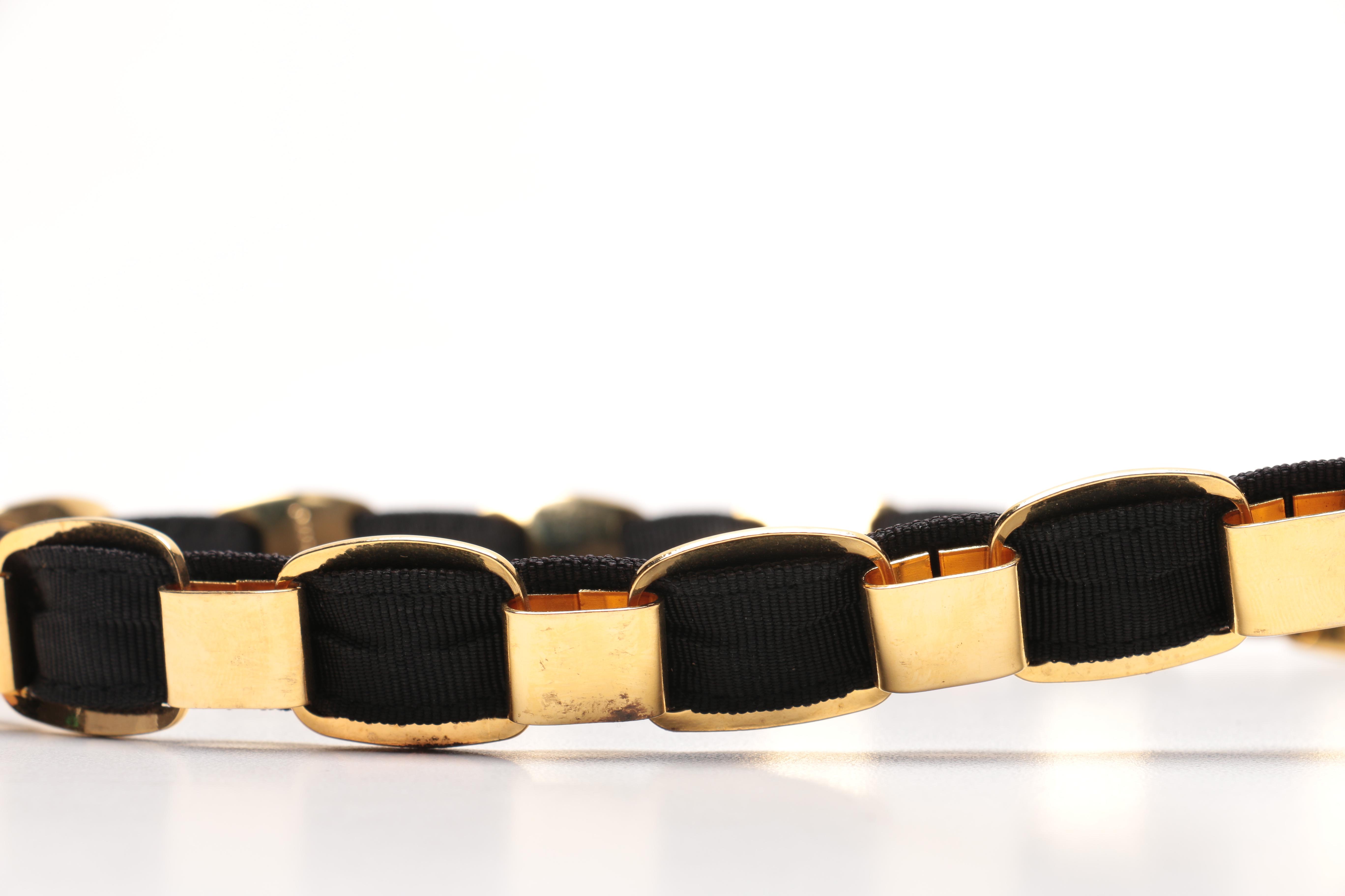 Ferragamo Black Leather and Gold Toned Metal Belts