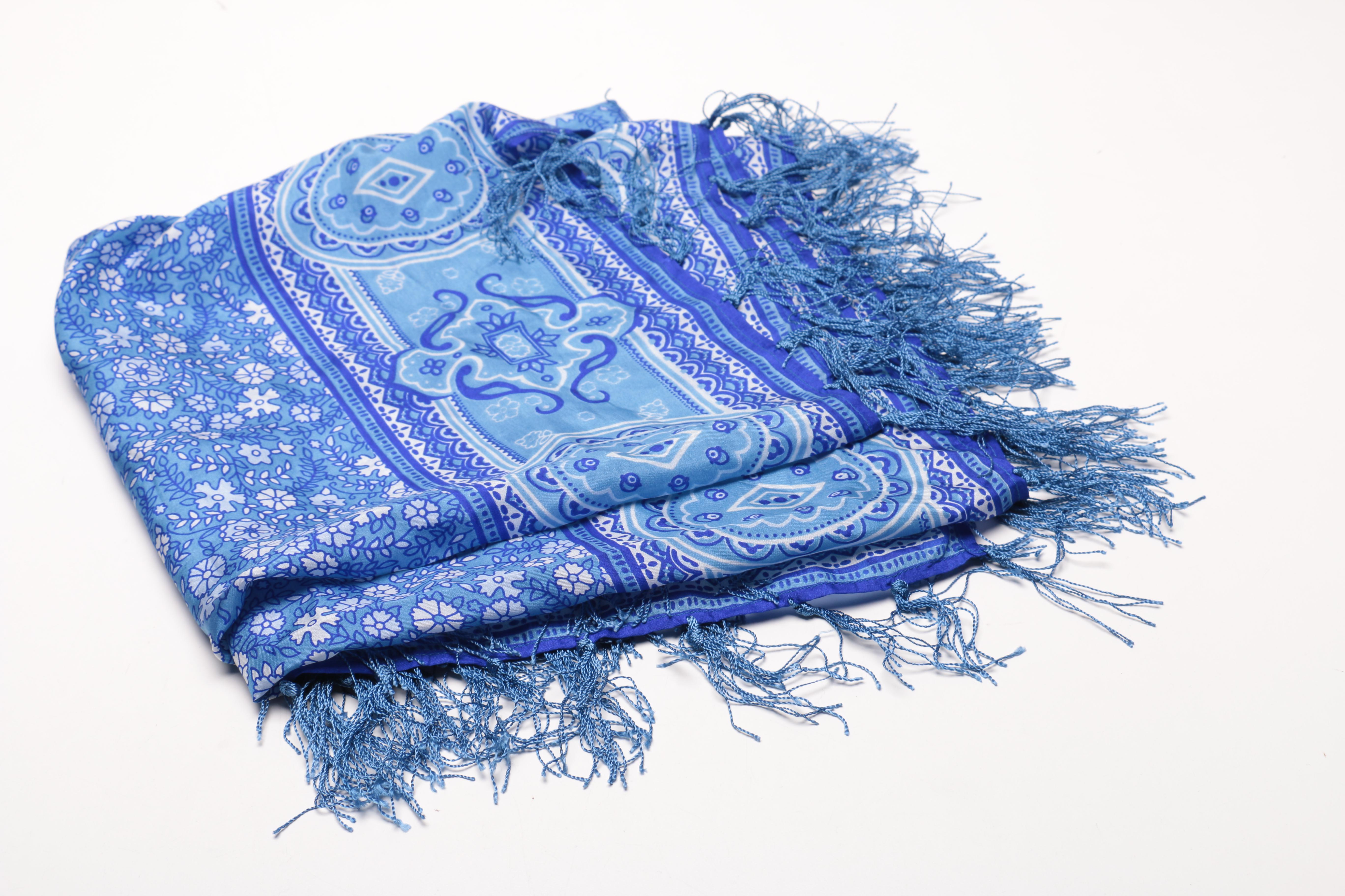 Printed Silk Scarves Including Lilly and Roots