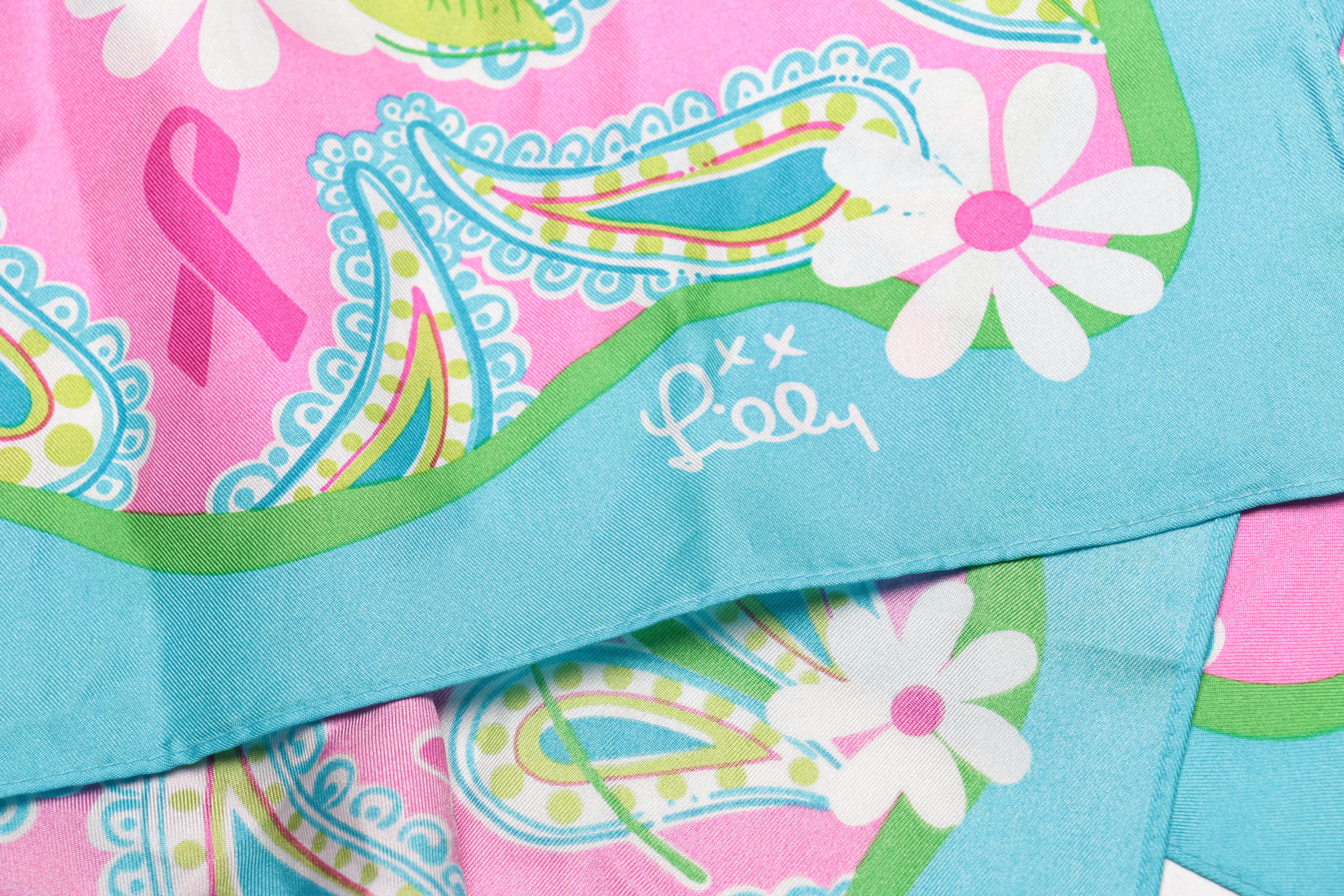 Printed Silk Scarves Including Lilly and Roots
