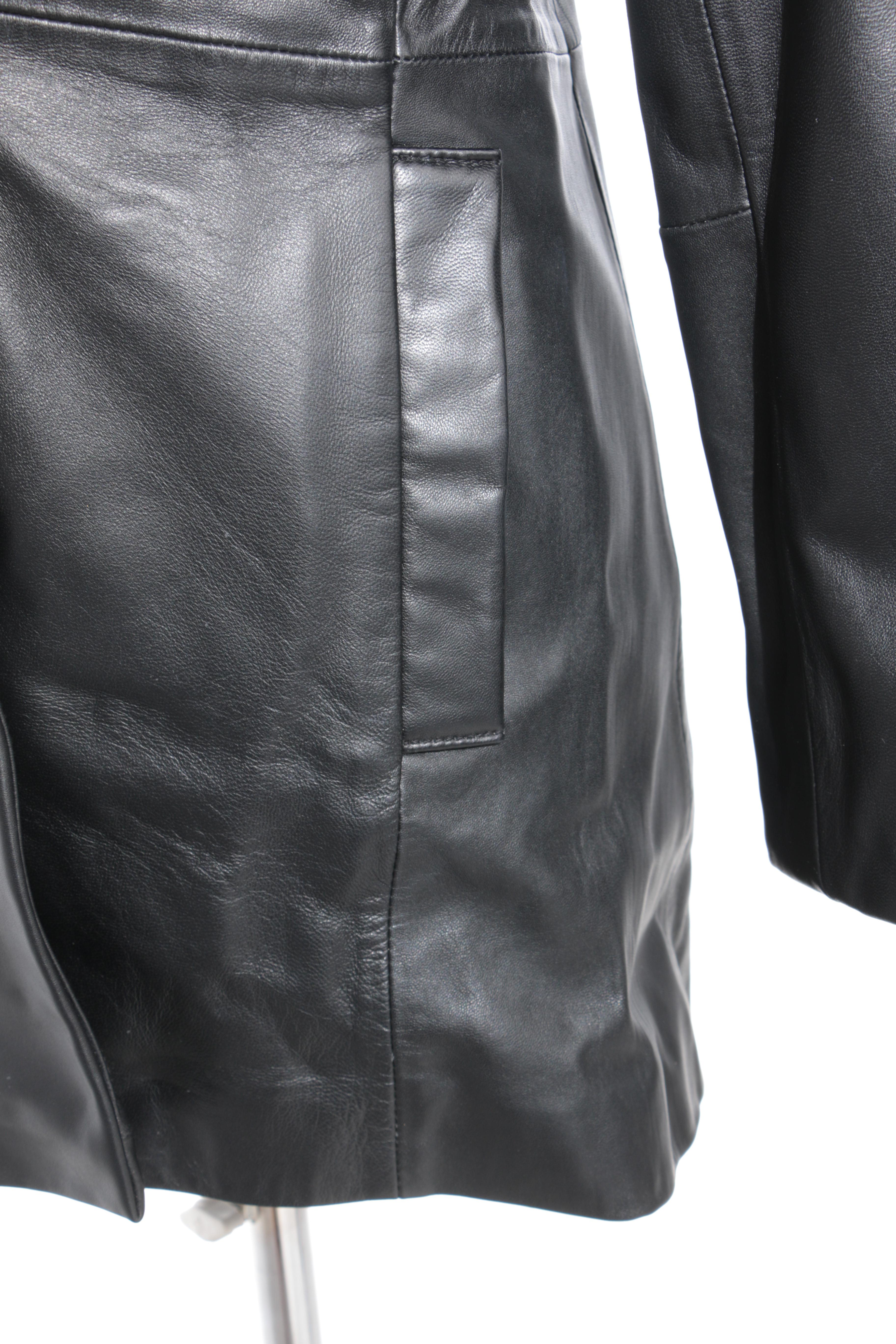 Marvin Richards Leather Coat with Russian Fox Fur Trim