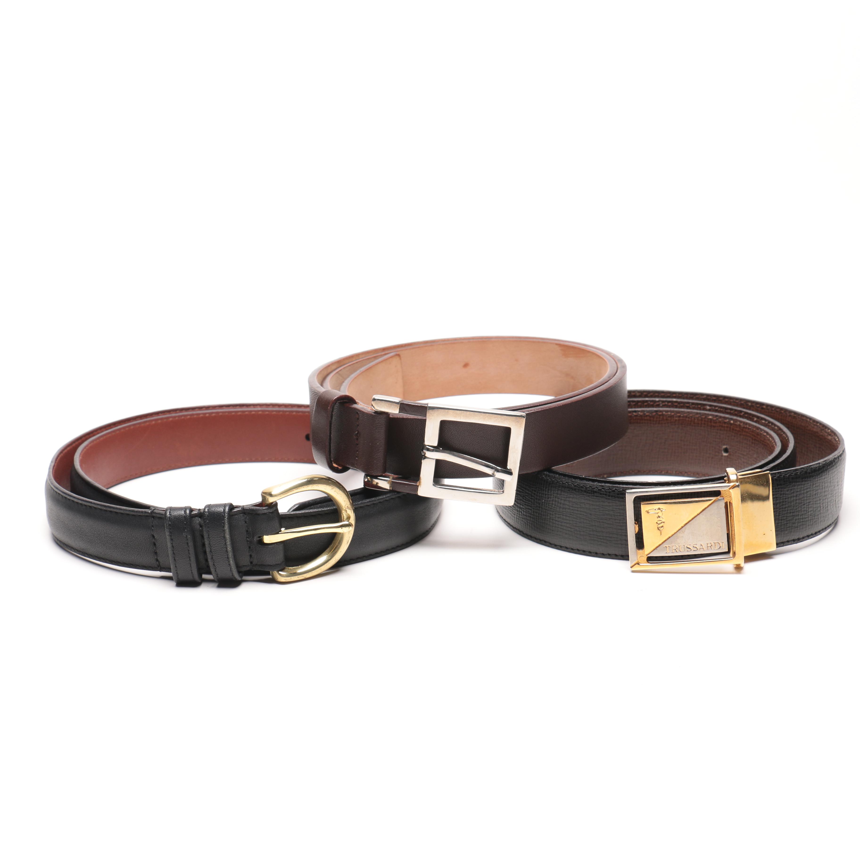 Designer Leather Belts Including Trussardi and Coach