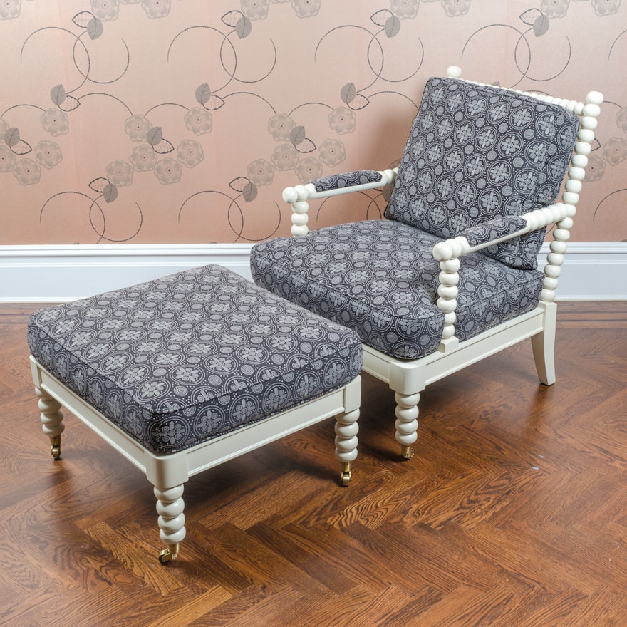 Bobbin Spindle Armchair and Ottoman
