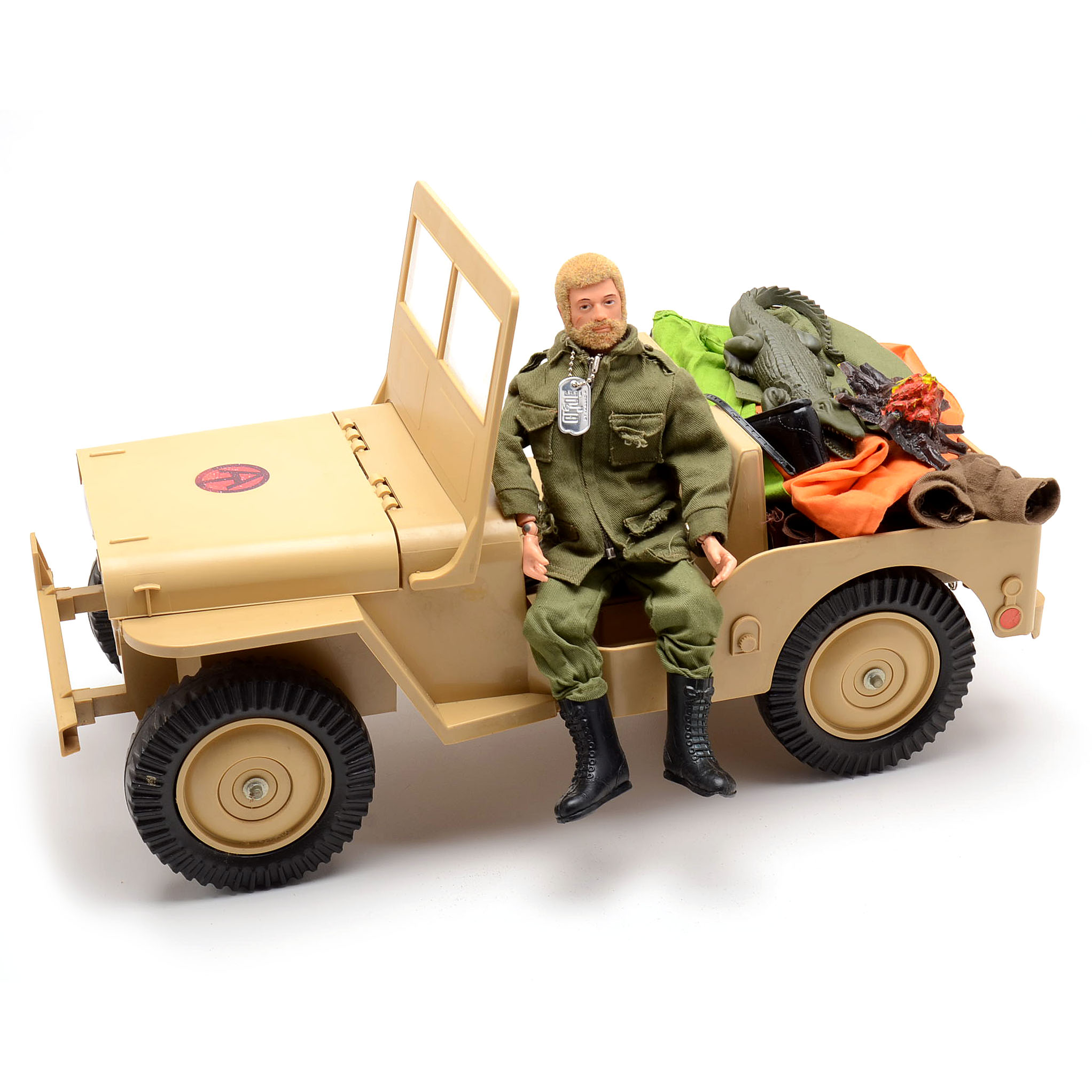 Vintage G.I.Joe with Desert Patrol Adventure Jeep and Accessories