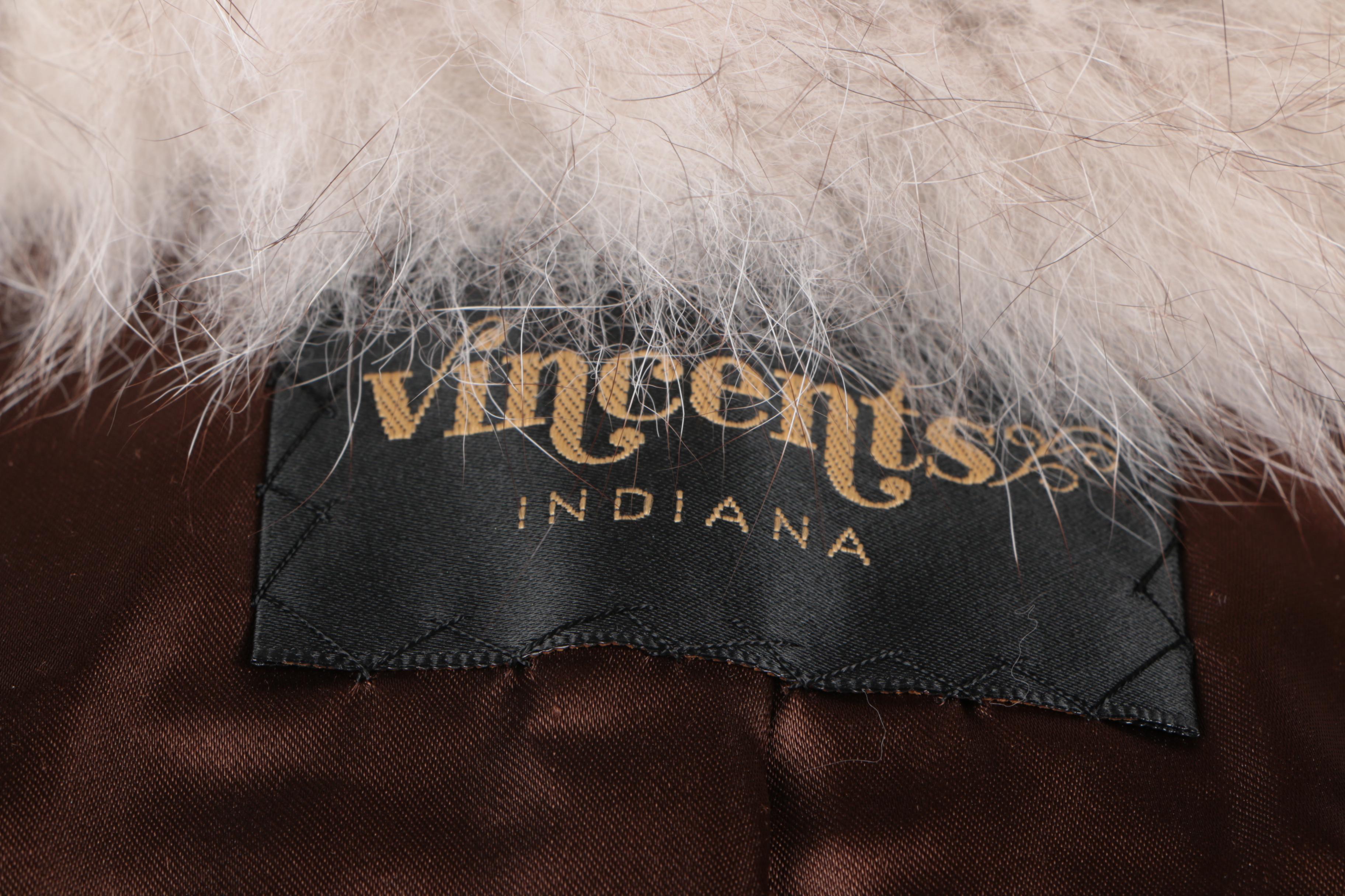 Vincents Fox Fur Women's Jacket With Leather Gloves