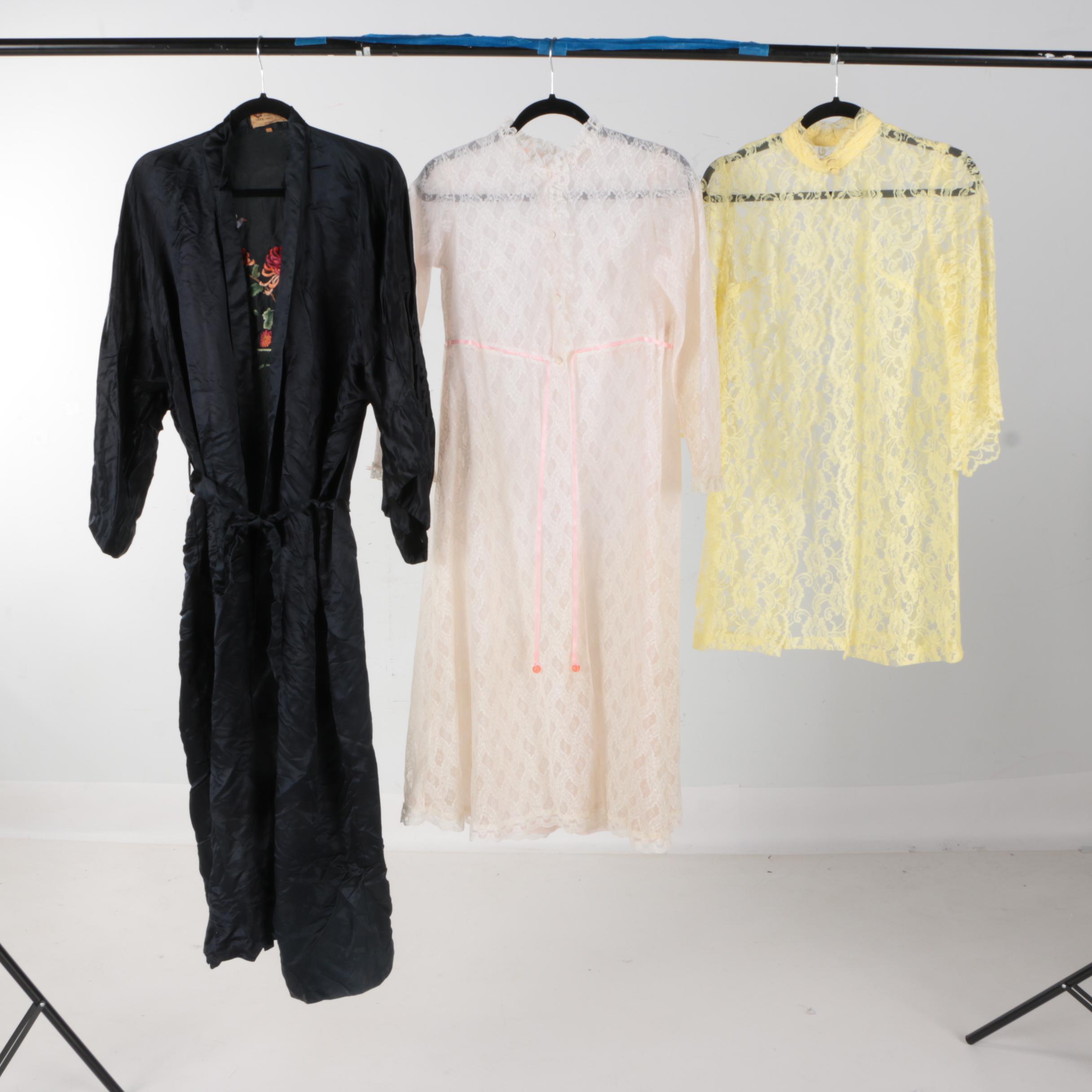 Lace Blouse, Lace Dress and Chinese Silk Robe