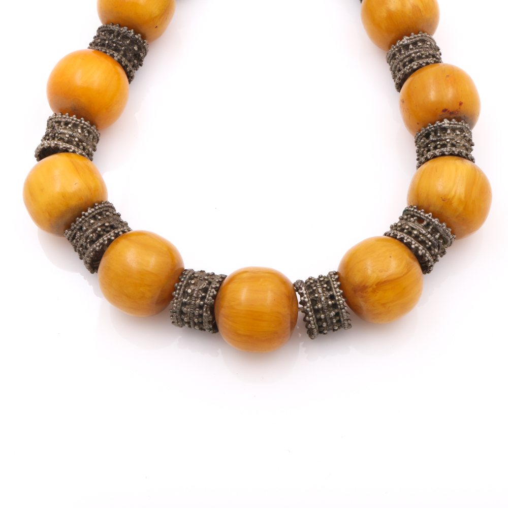 Assortment of Vintage Beaded Necklaces Including Mutton Fat Amber and Agate