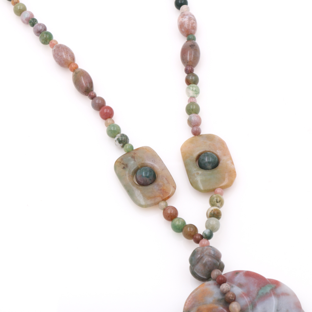 Assortment of Vintage Beaded Necklaces Including Mutton Fat Amber and Agate