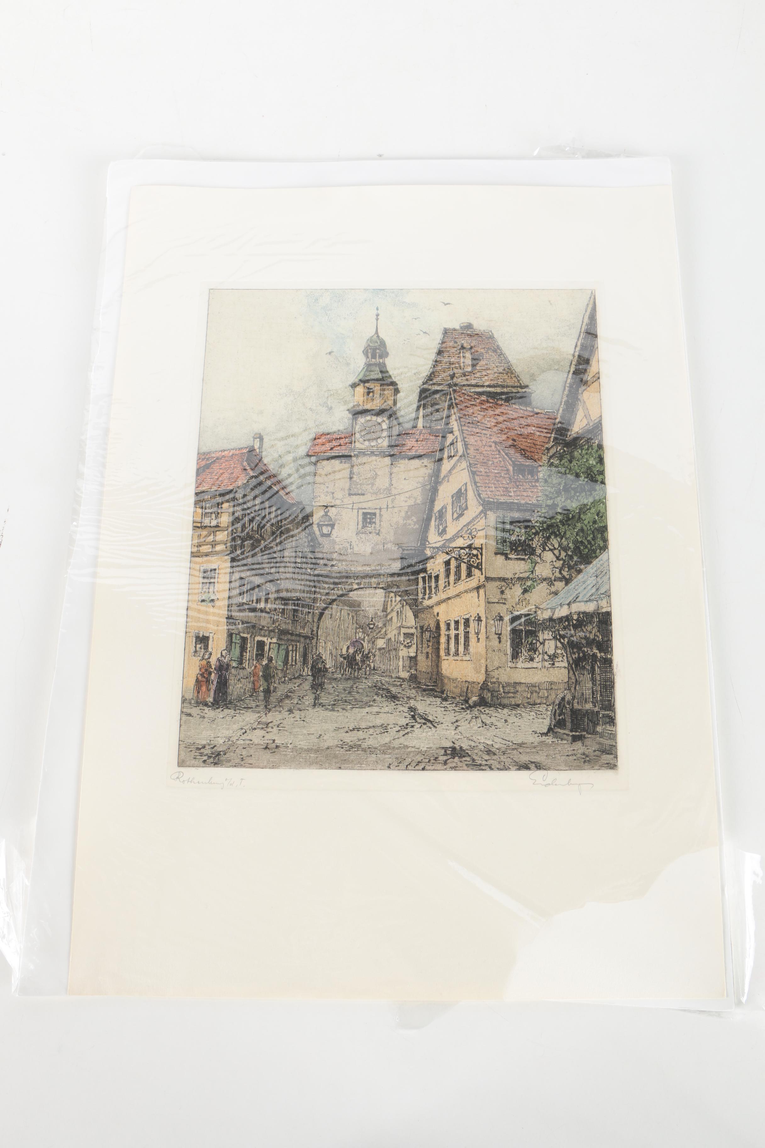 Josef Eidenberger Color Etchings With Aquatint of Germany and Austria