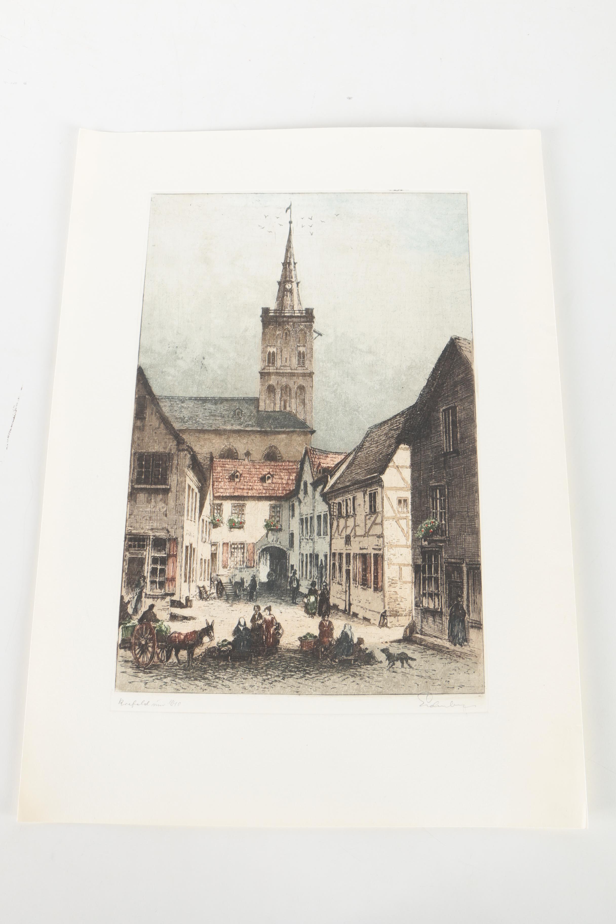 Josef Eidenberger Color Etchings With Aquatint of Germany and Austria
