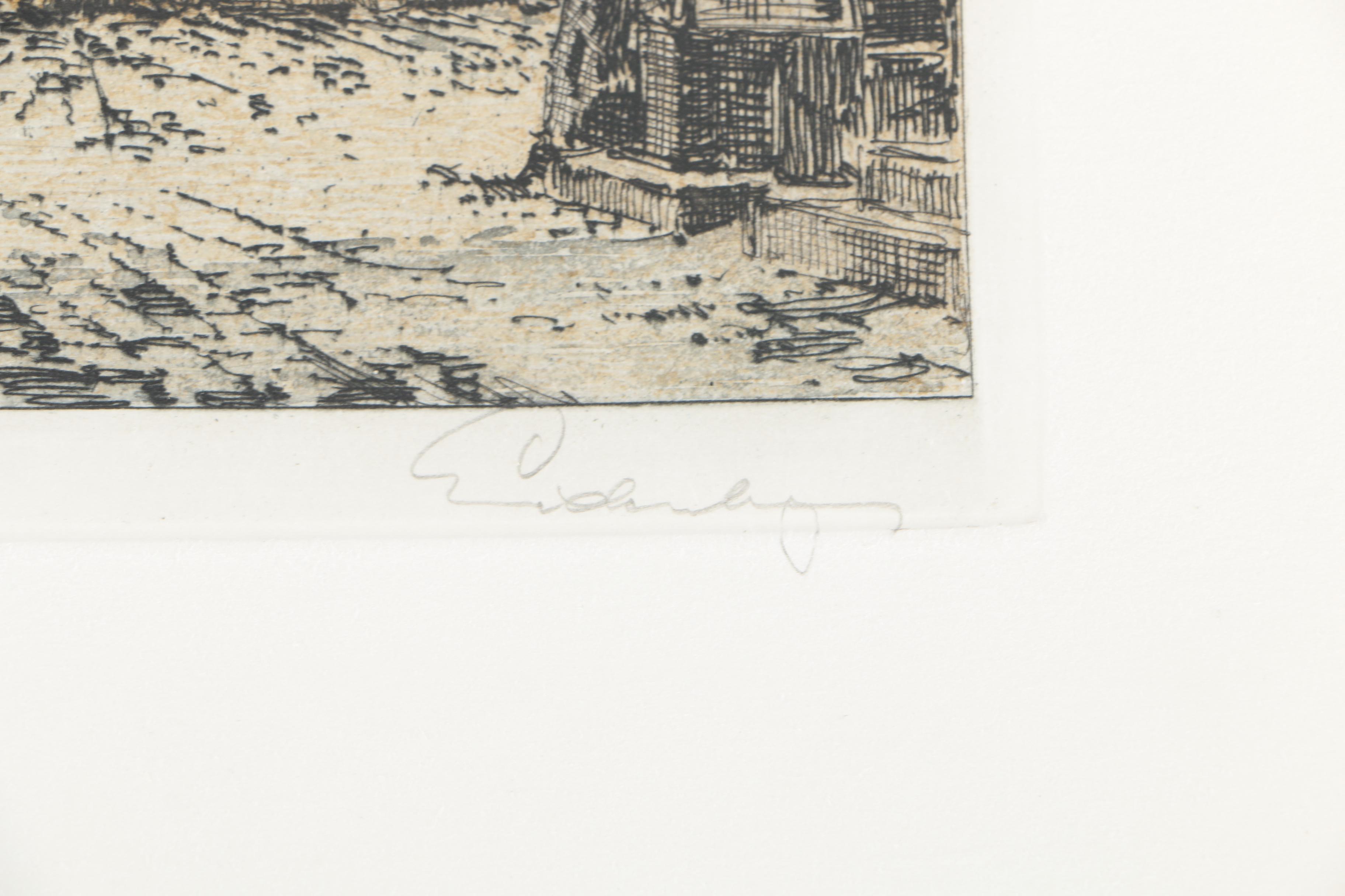 Josef Eidenberger Color Etchings With Aquatint of Germany and Austria