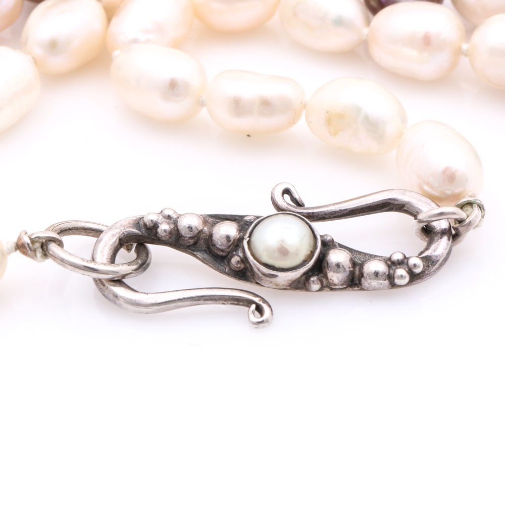Sterling Silver Cultured Pearl and Onyx Jewelry
