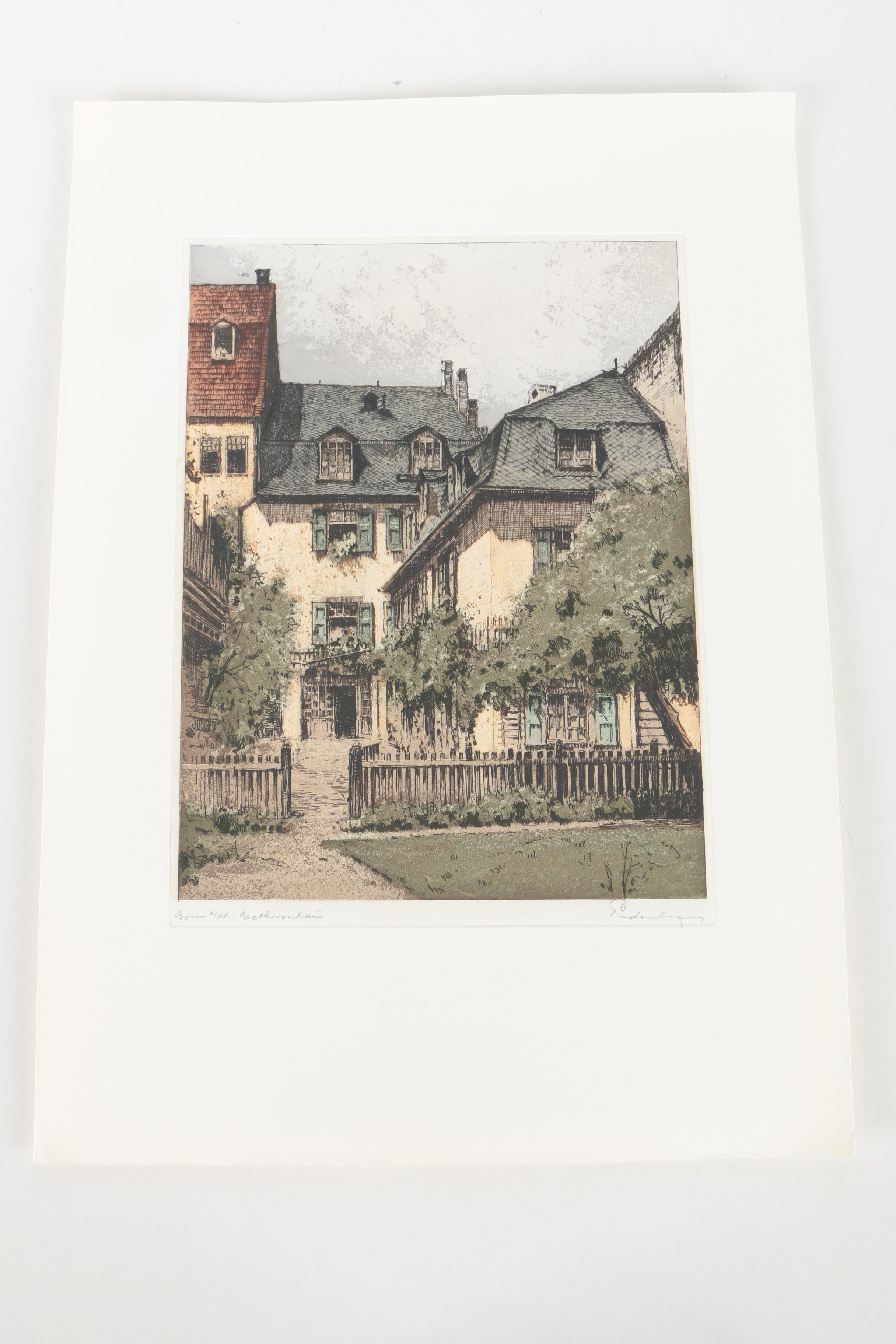 Josef Eidenberger Color Etchings With Aquatint of Germany and Austria