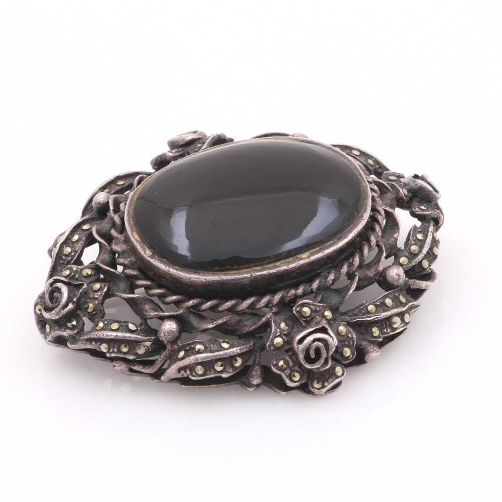 Sterling Silver Cultured Pearl and Onyx Jewelry