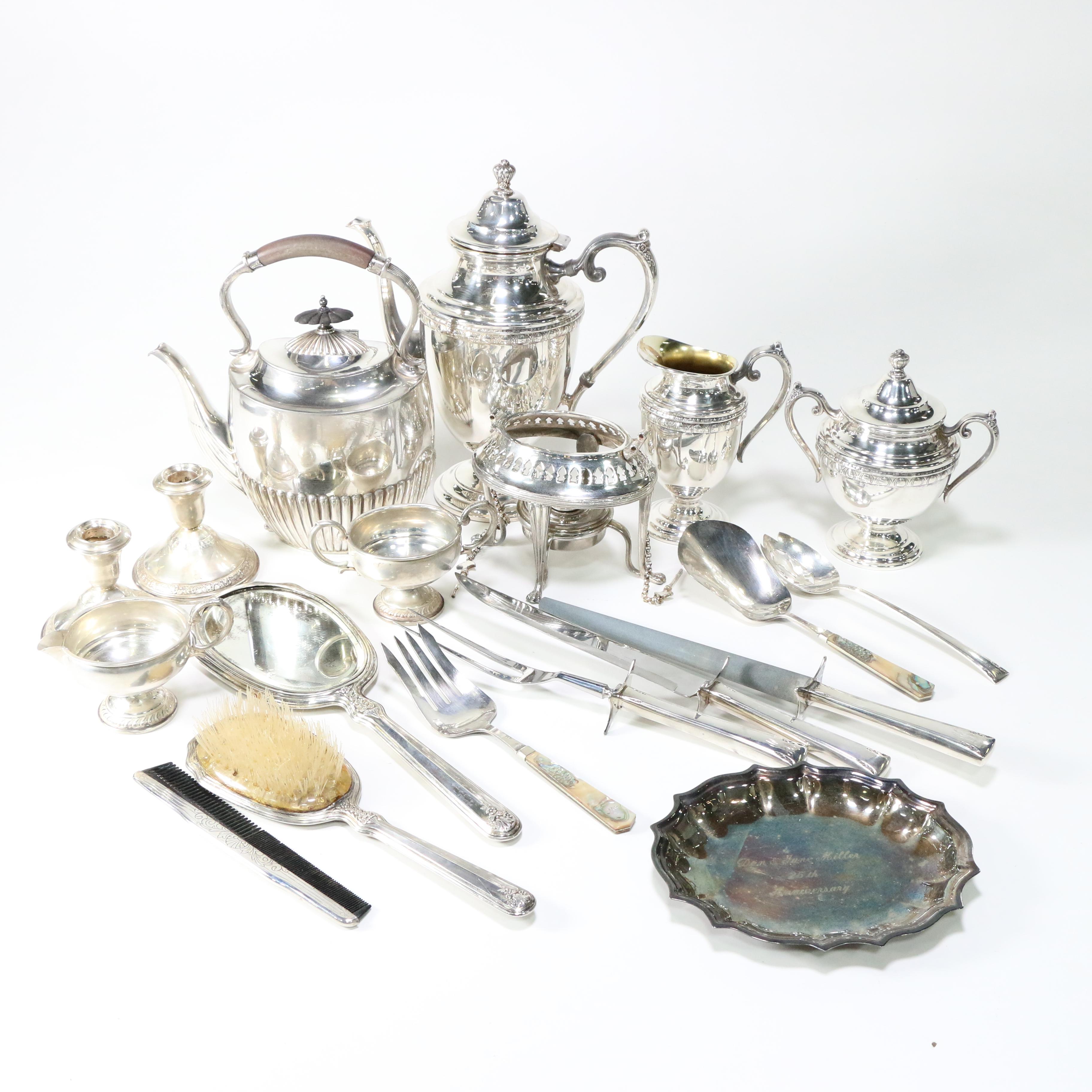 Rogers and International Silver Plated Tableware and Vanity Pieces