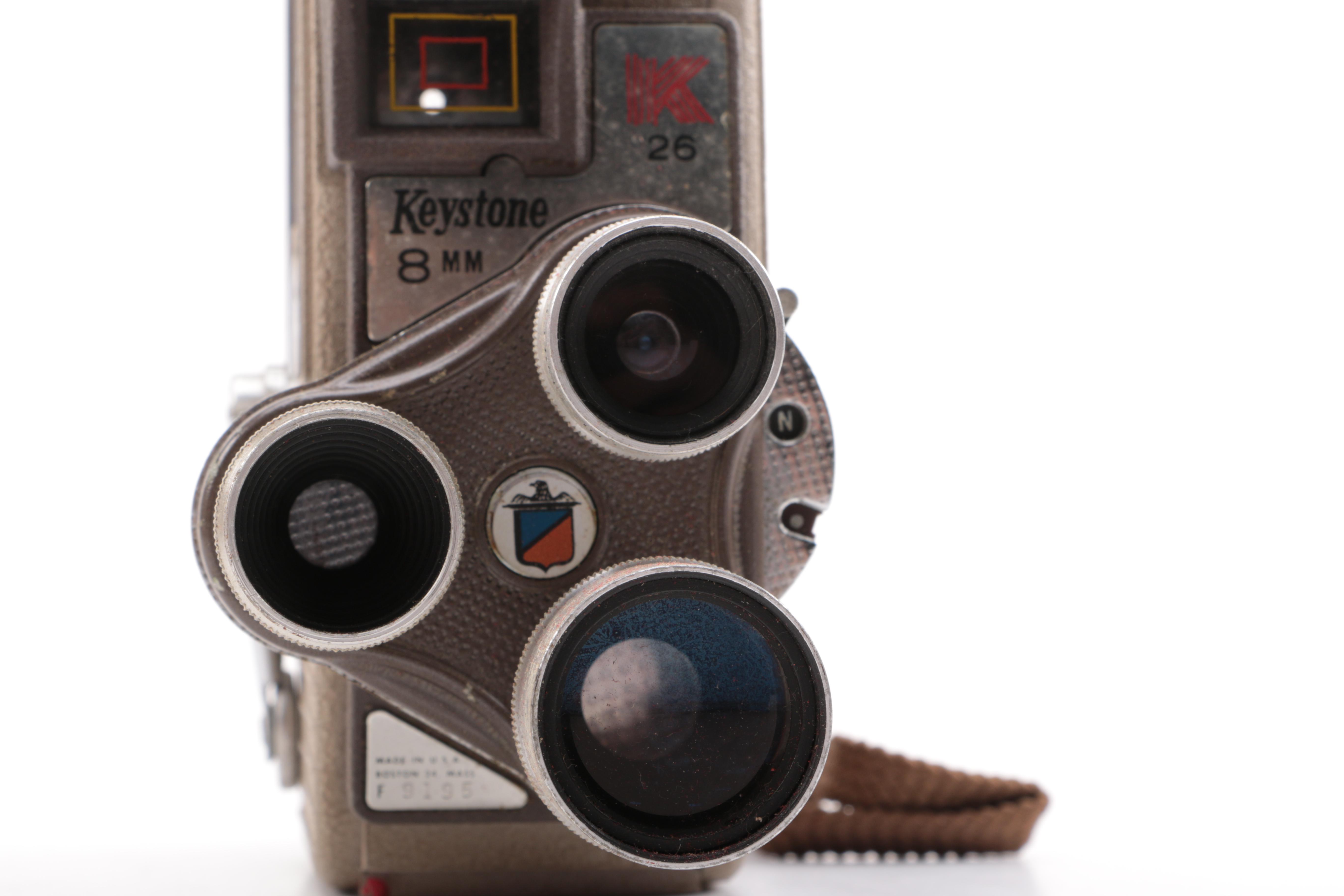 Keystone Video Camera and Minolta SR-T Camera with Accessories