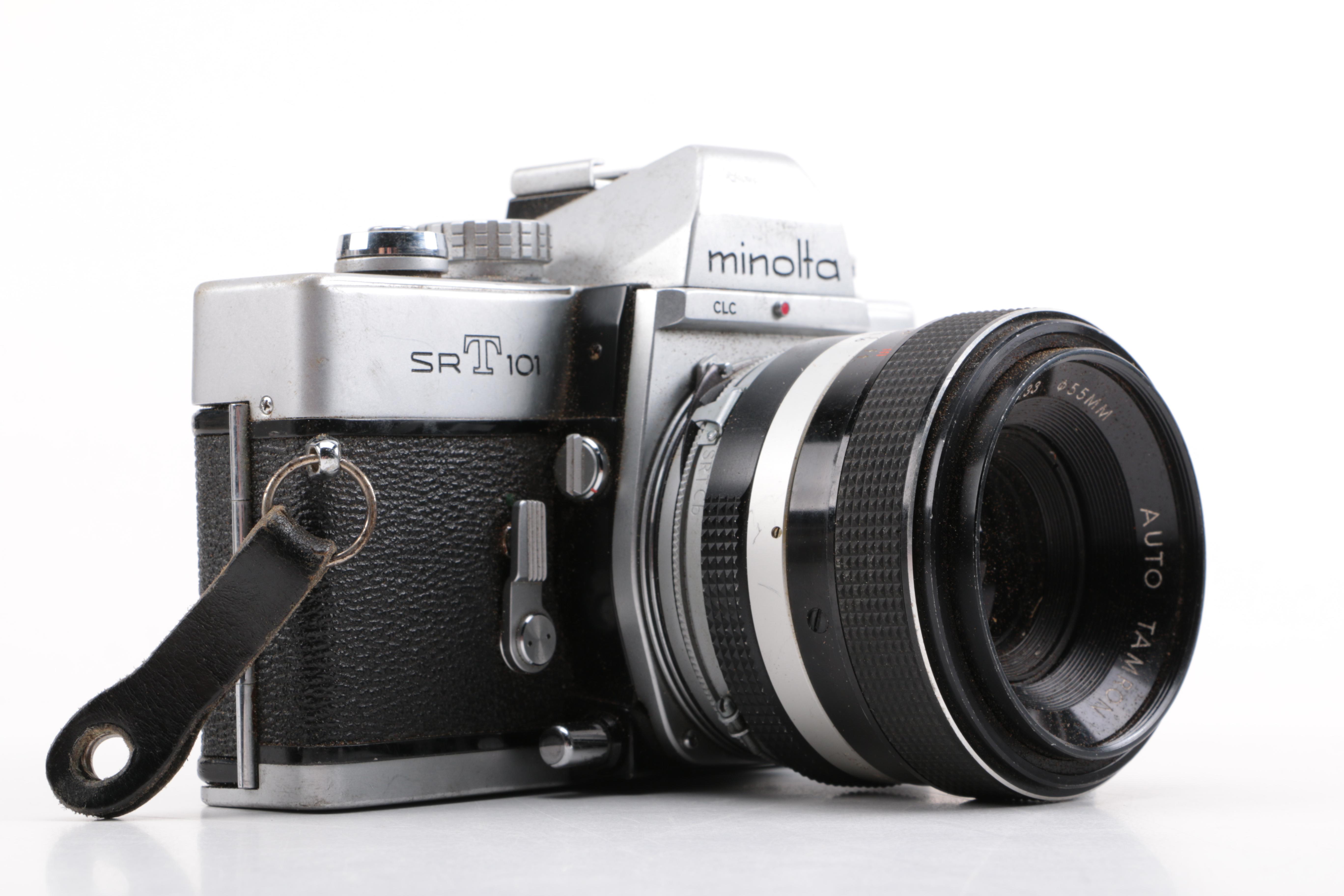 Keystone Video Camera and Minolta SR-T Camera with Accessories