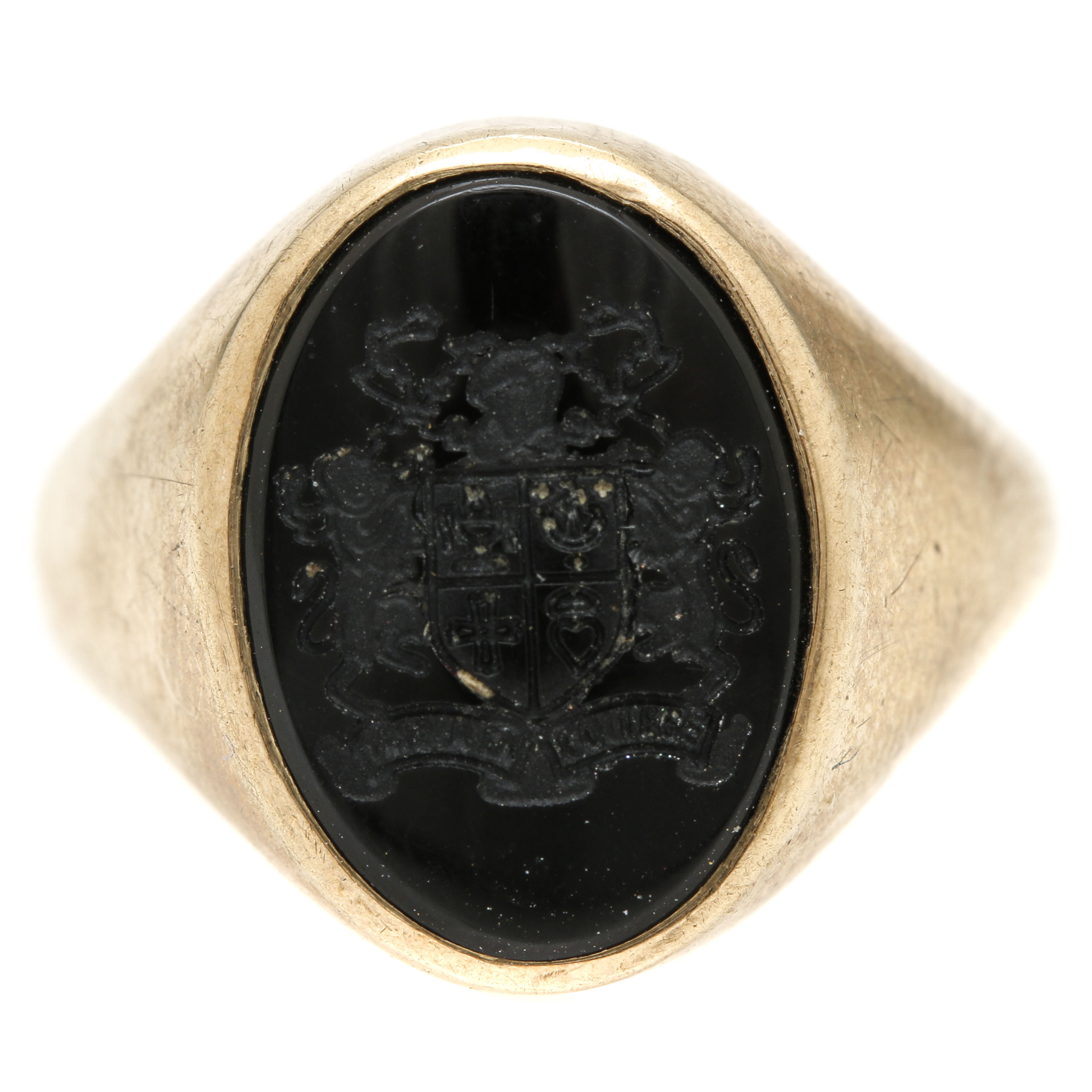 10K Yellow Gold Black Onyx College Ring