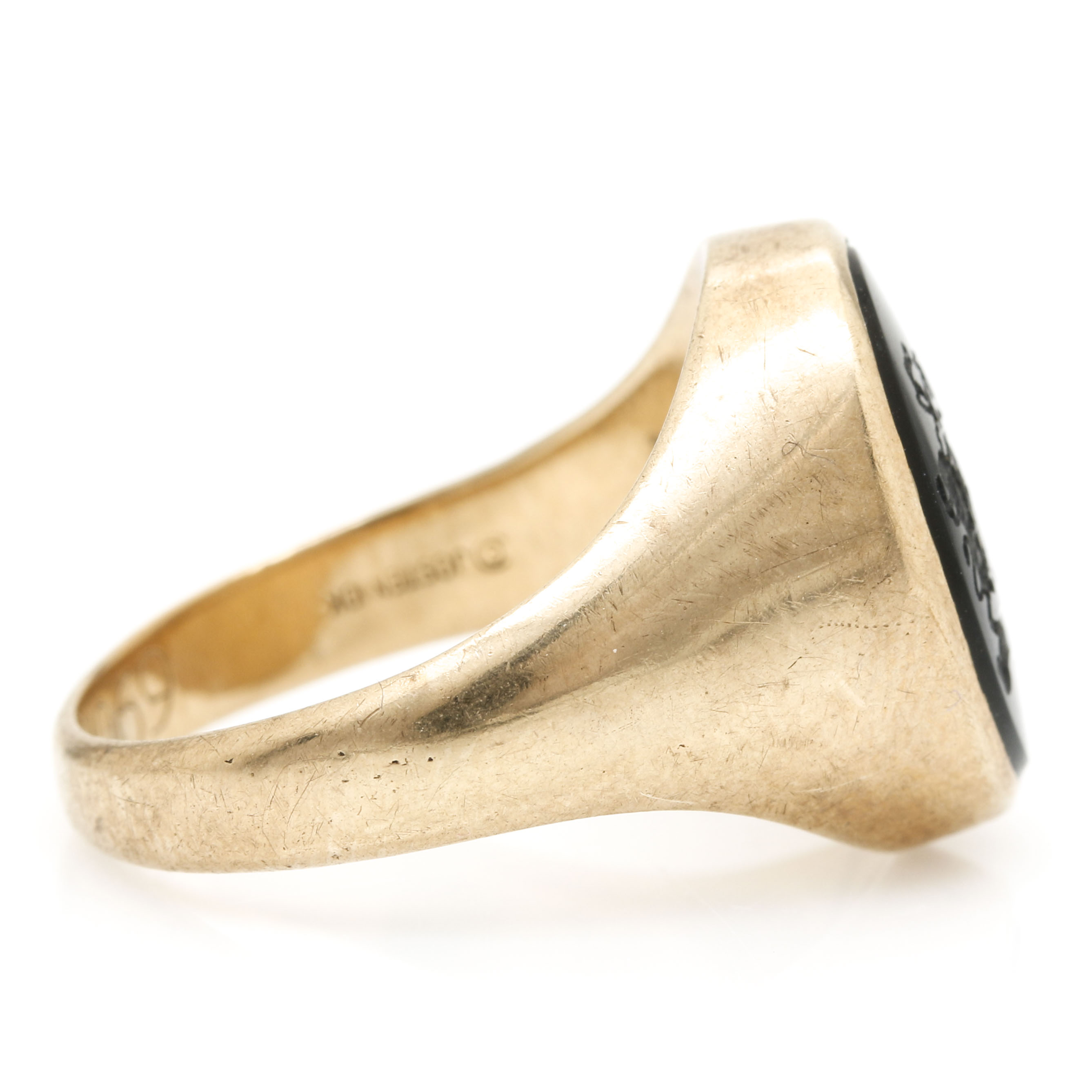 10K Yellow Gold Black Onyx College Ring