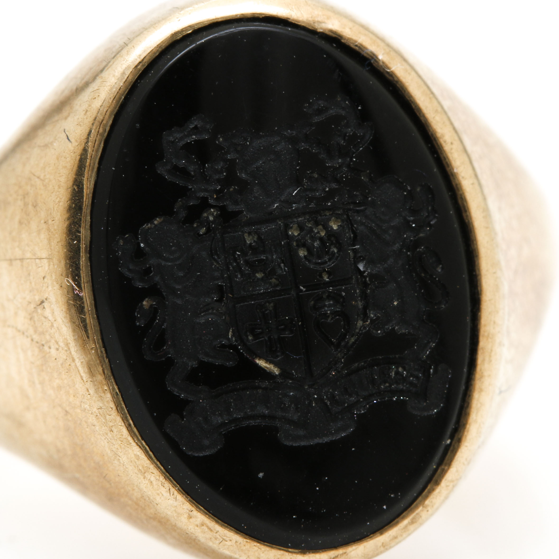 10K Yellow Gold Black Onyx College Ring