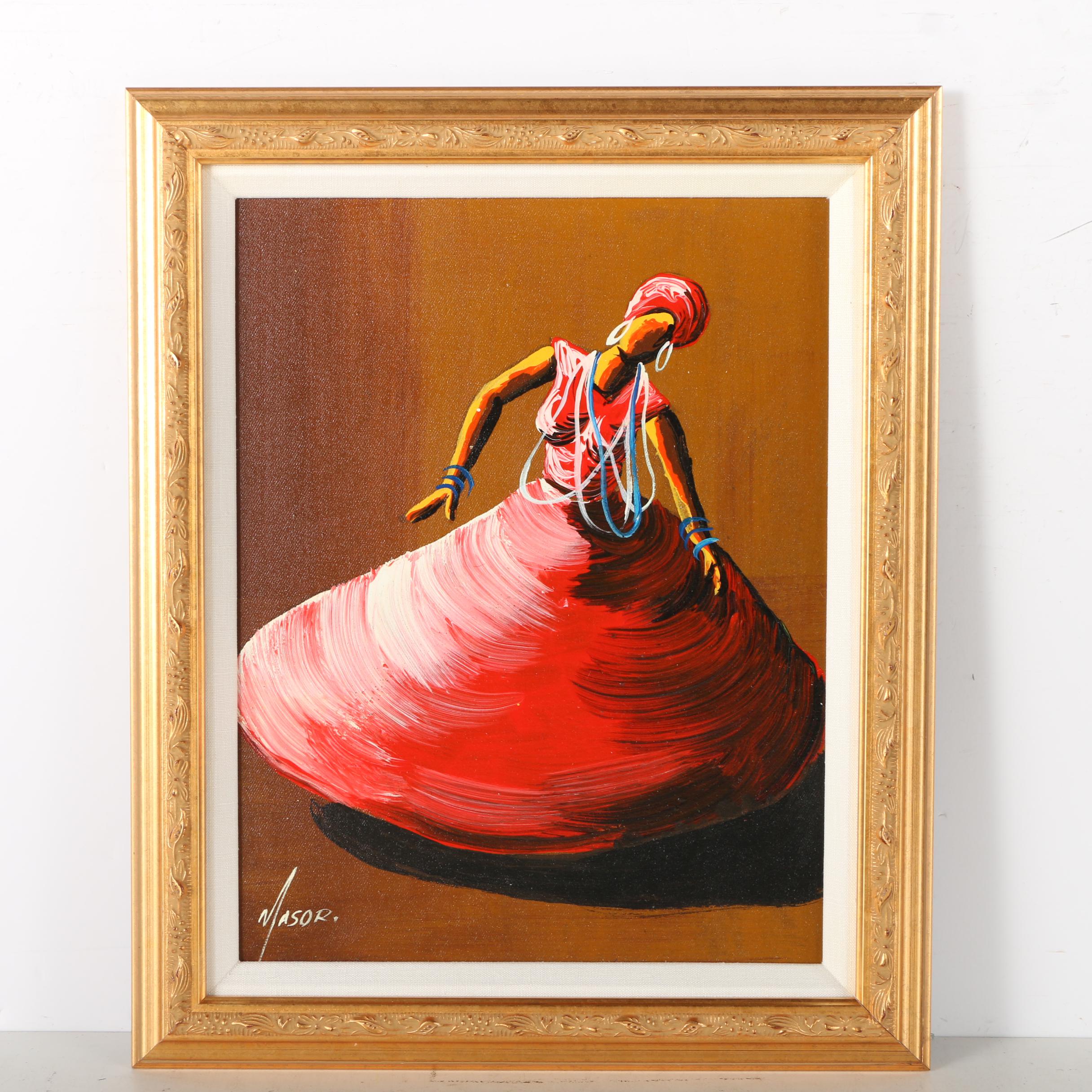 Masor Acrylic Painting of Woman Twirling in Dress