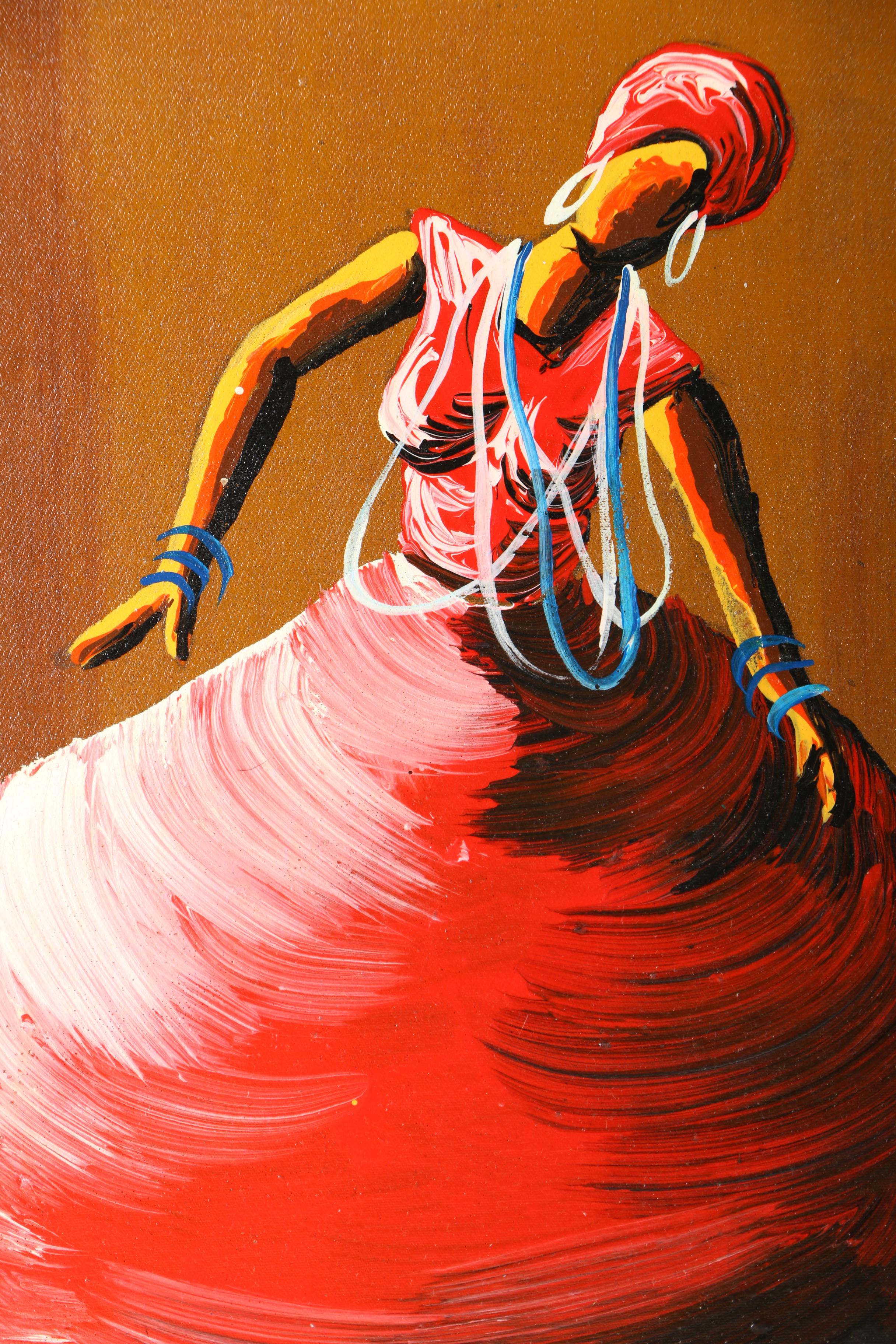 Masor Acrylic Painting of Woman Twirling in Dress