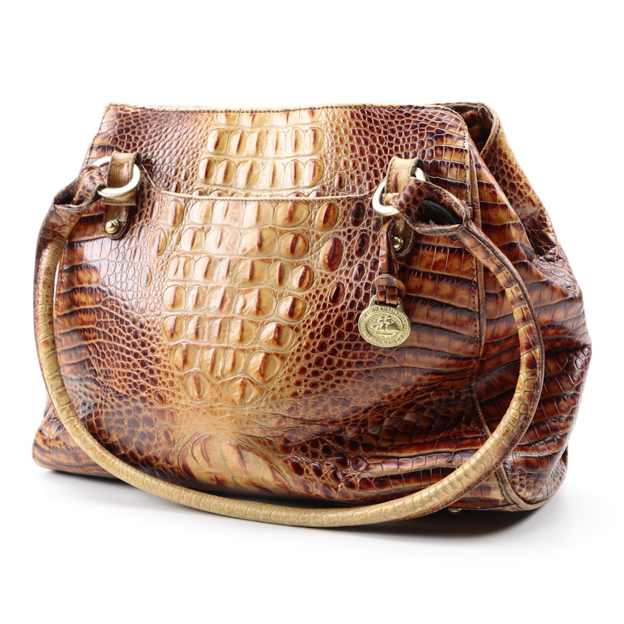 Brahmin Crocodile Embossed Leather Shoulder Bag