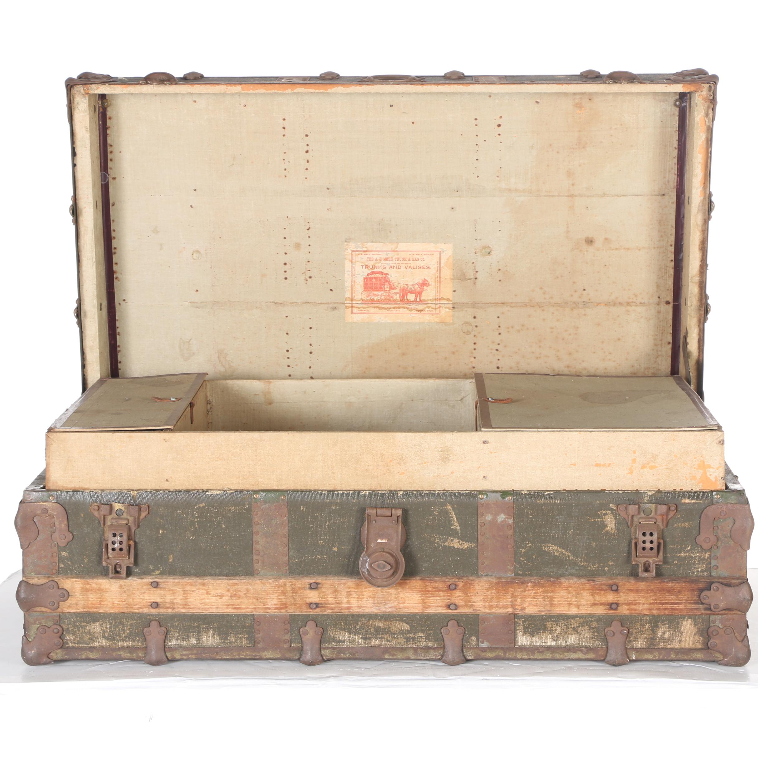 Antique Steamer Trunk by A.E. Meek Trunk & Bag Company