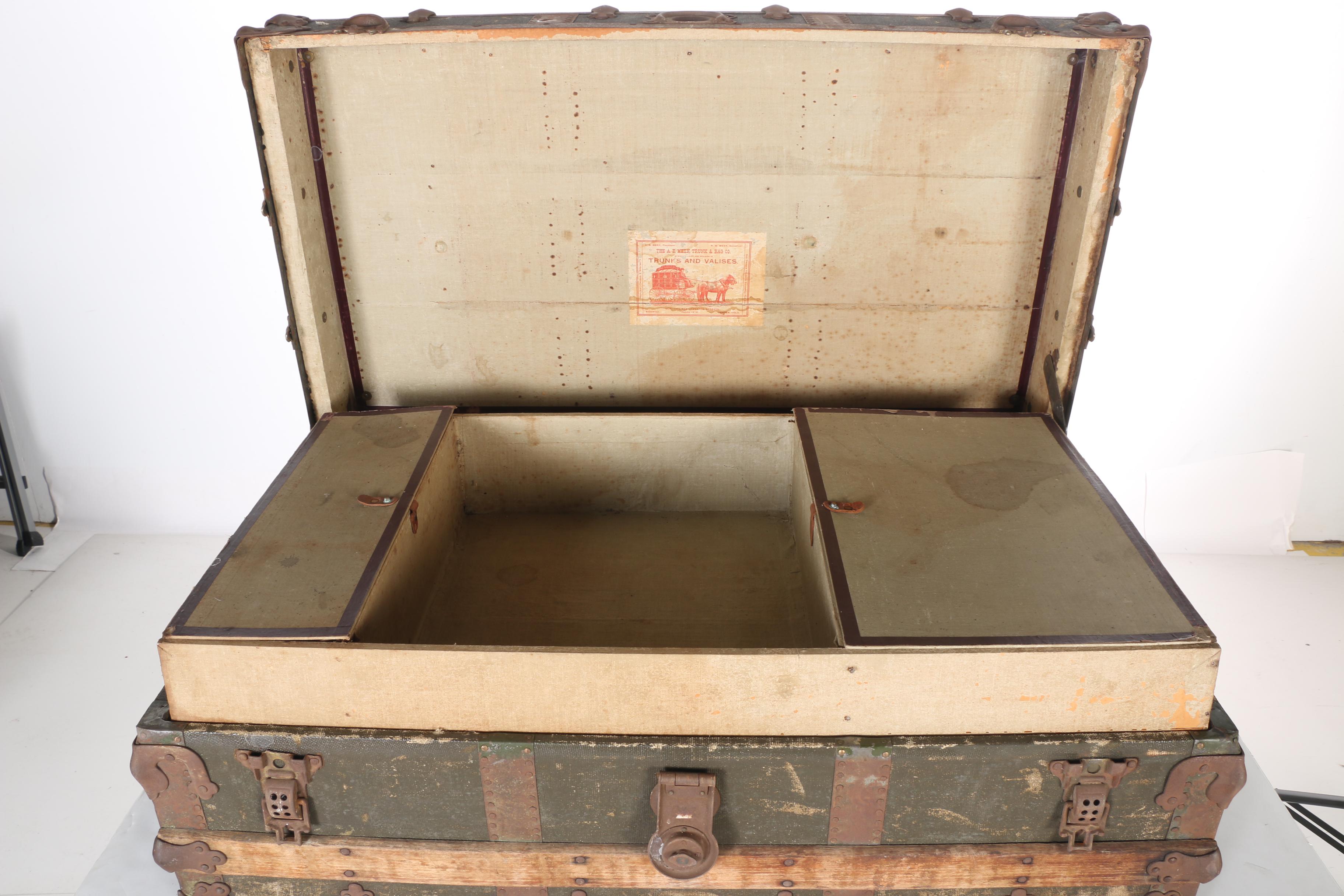 Antique Steamer Trunk by A.E. Meek Trunk & Bag Company