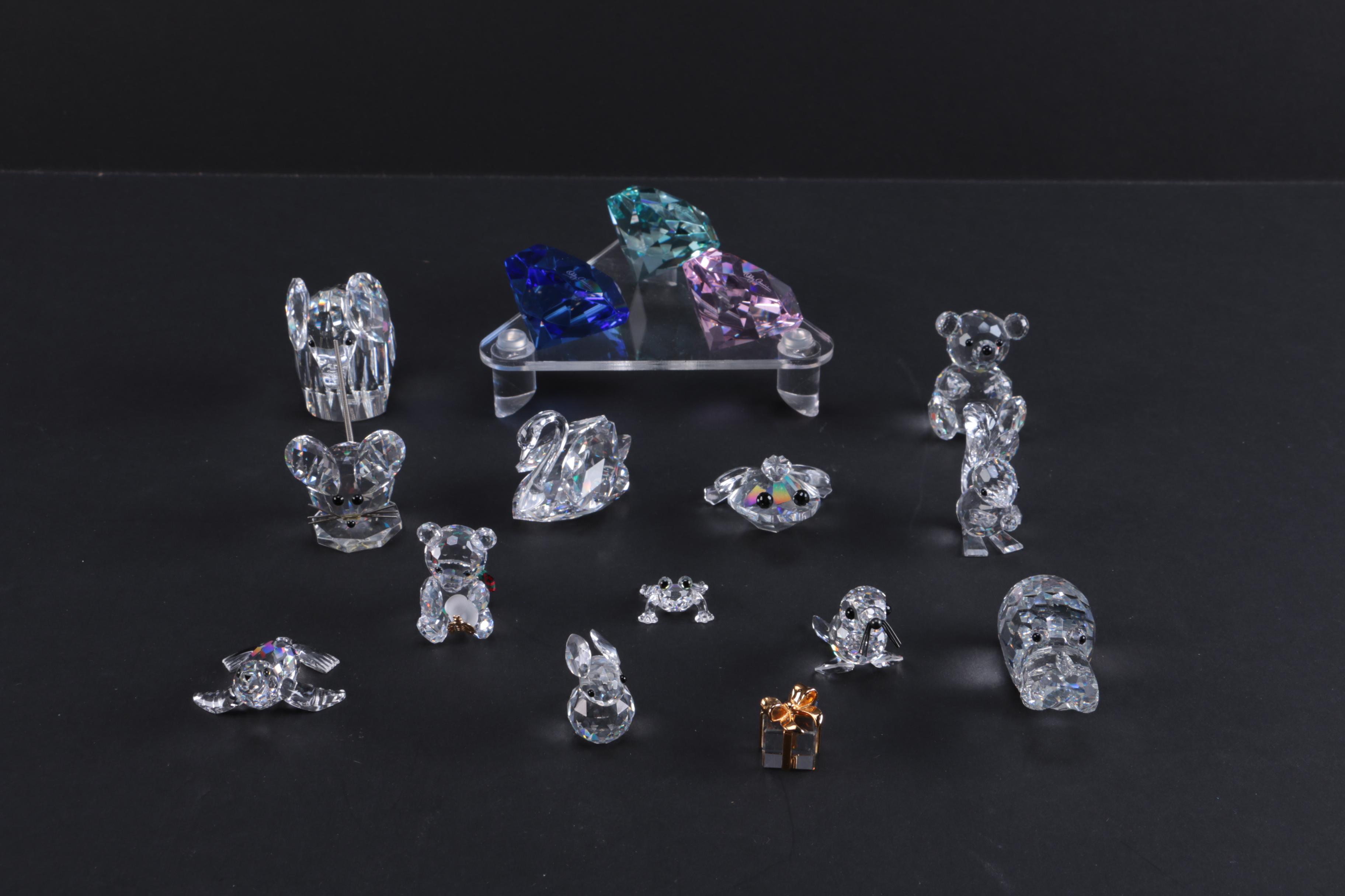 Collection of CrystalPaperweights Including Swarovski