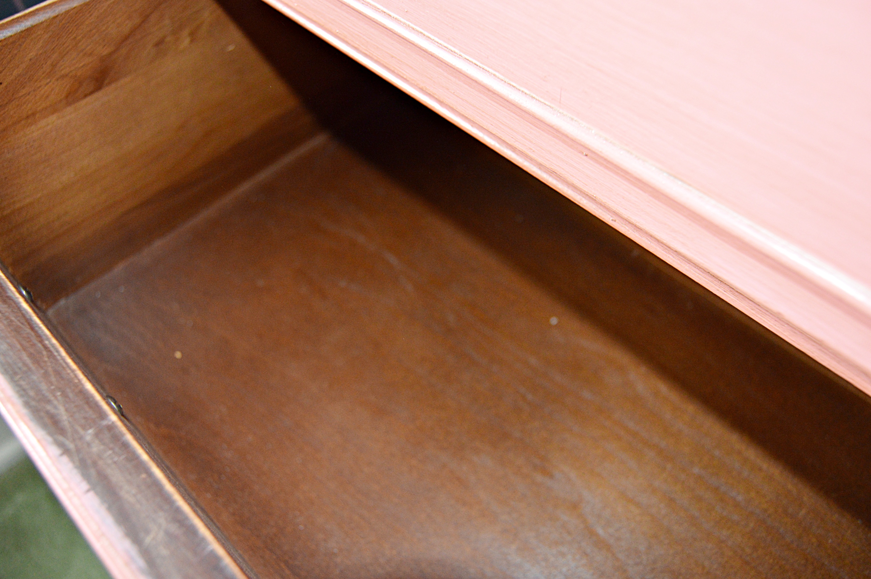 Vintage Pink-Painted Mahogany China Cabinet