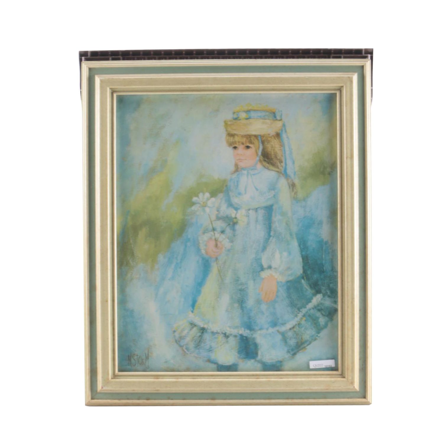 Mary Ann Storm Offset Lithograph of Girl in Blue Prairie Dress